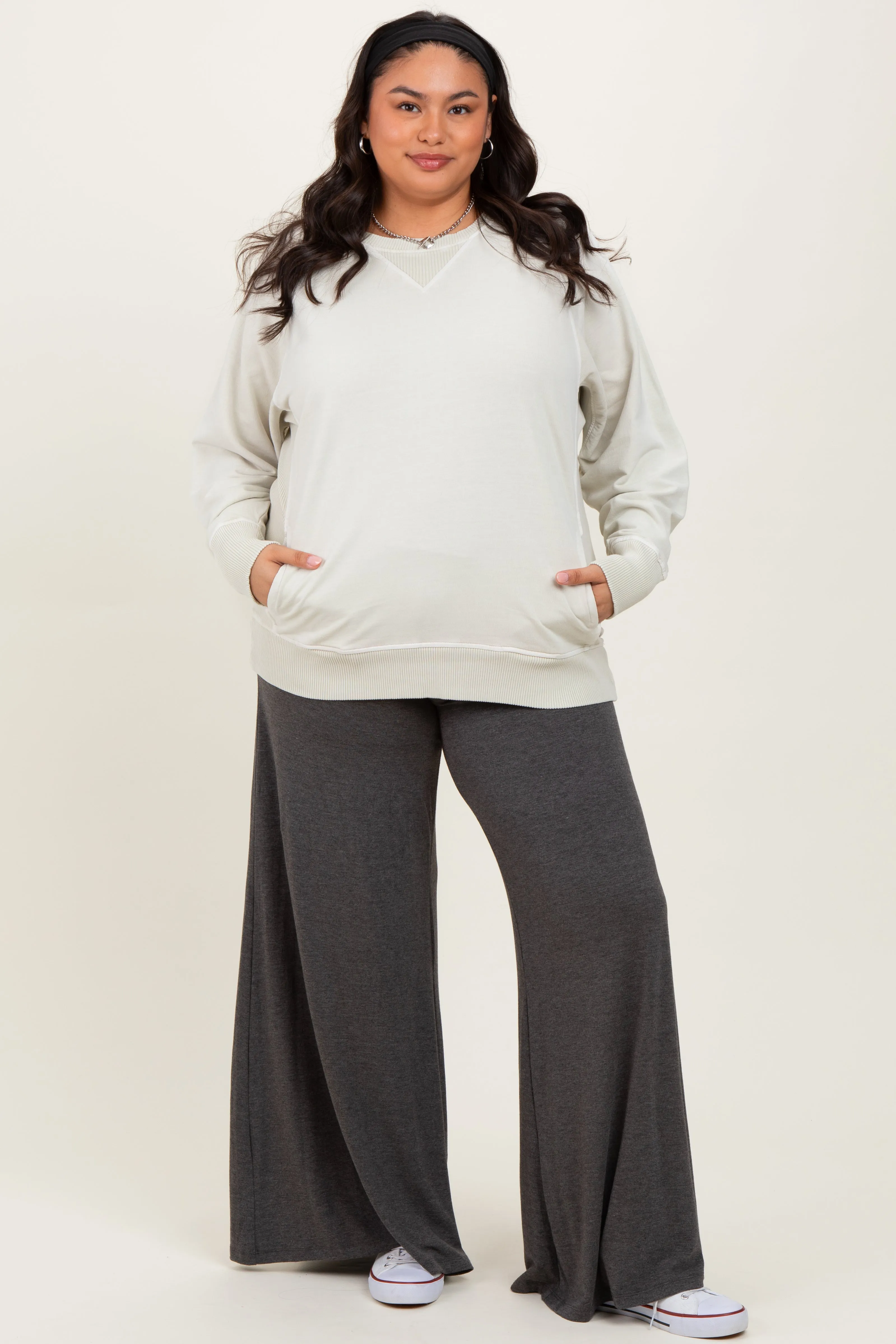 Cream Vintage Wash French Terry Plus Pullover sold by Pinkblush product image thumbnail 2