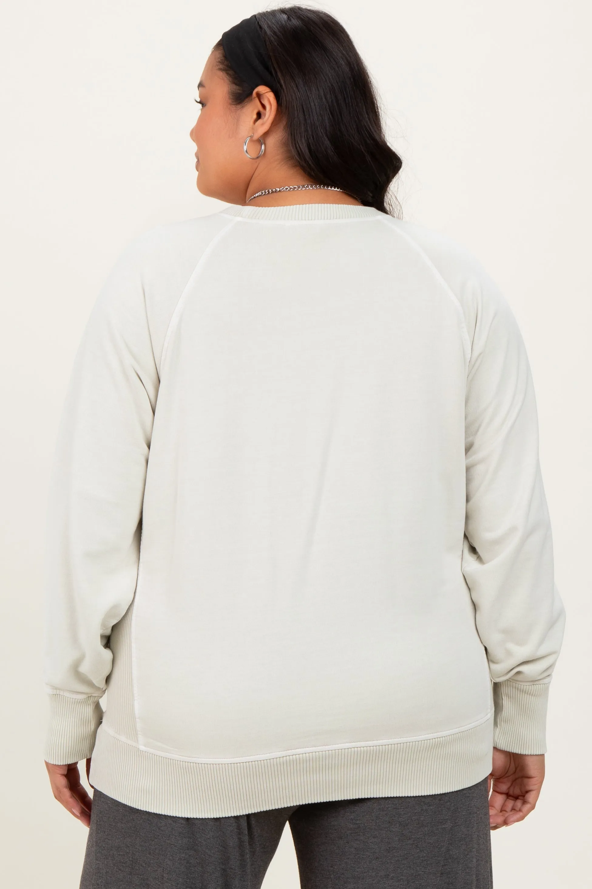 Cream Vintage Wash French Terry Plus Pullover sold by Pinkblush product image thumbnail 4