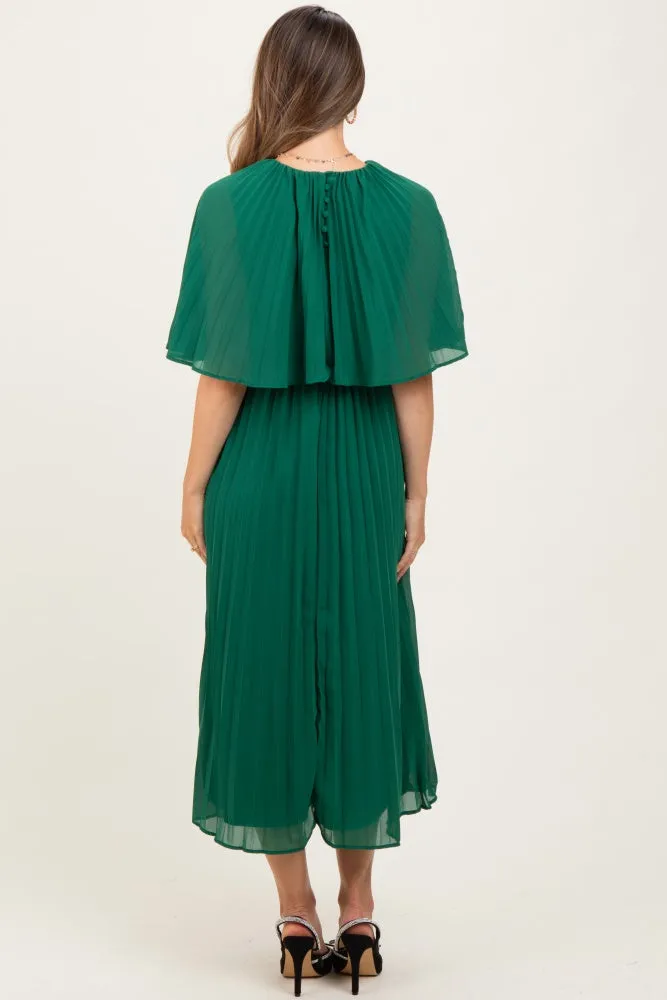 Green Pleated Cape Maternity Midi Dress sold by Pinkblush product image thumbnail 4
