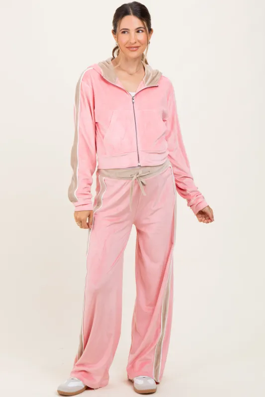 Pink Velour Tracksuit Maternity Set sold by Pinkblush