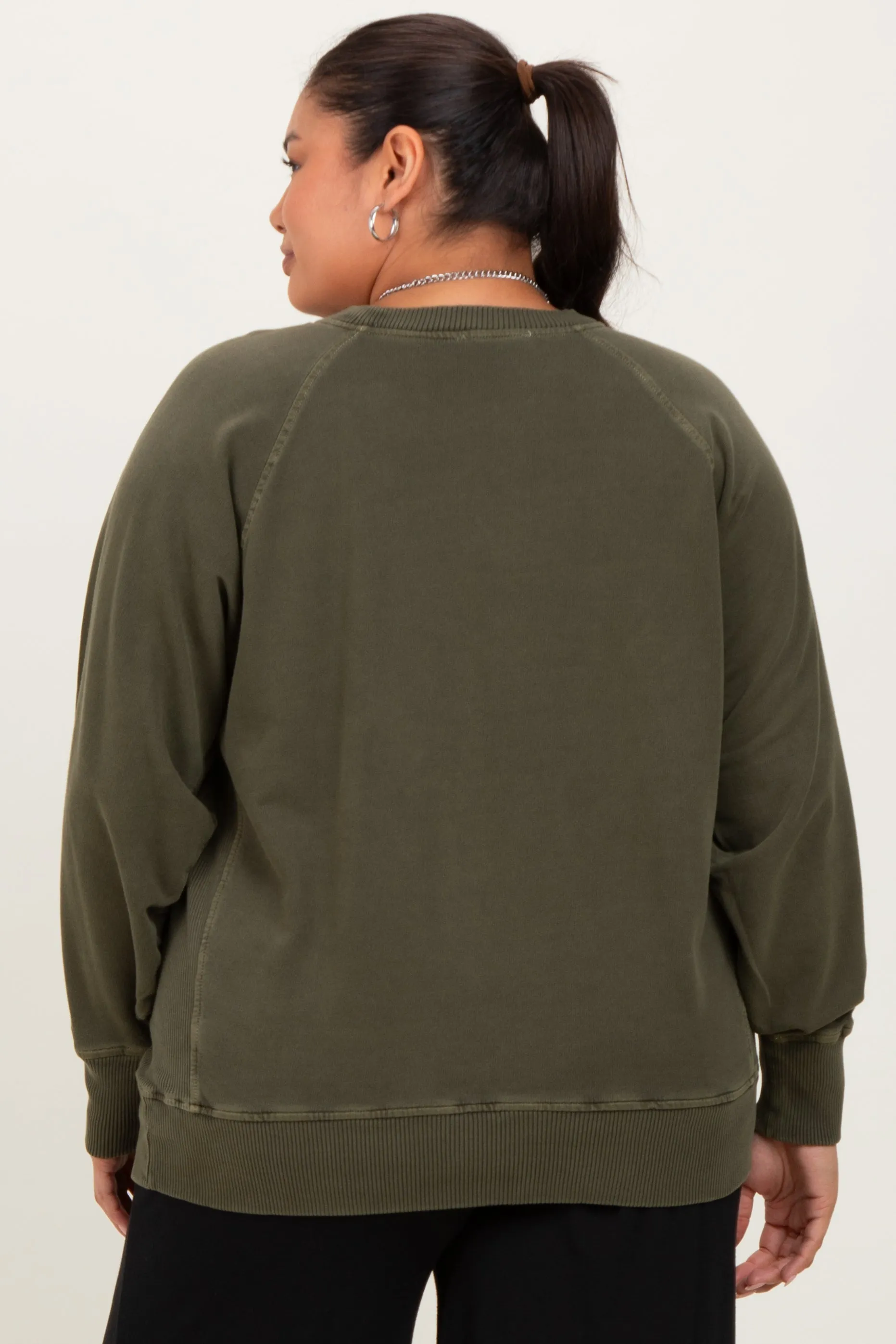 Olive Vintage Wash French Terry Plus Pullover sold by Pinkblush product image thumbnail 4