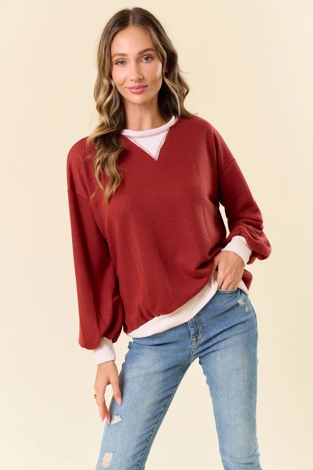 Rust French Terry Sweatshirt sold by Pinkblush product image thumbnail 2