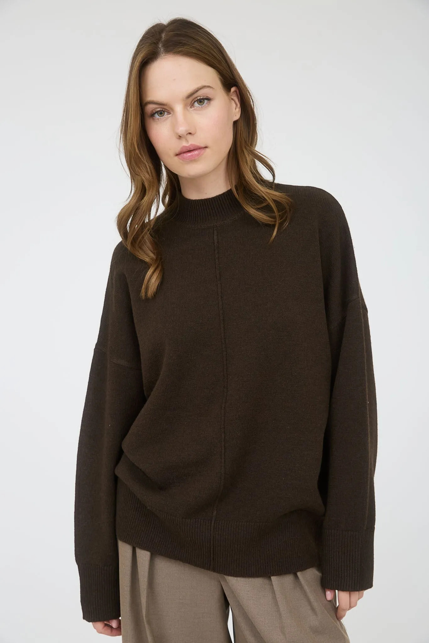 Brown Front Seam Mock Neck Maternity Sweater sold by Pinkblush product image thumbnail 5