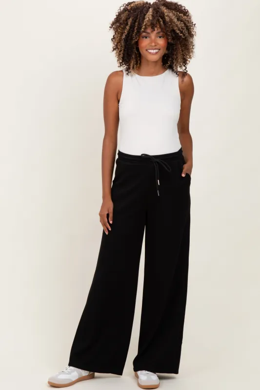 Black Flowy Knit Drawstring Maternity Pants sold by Pinkblush
