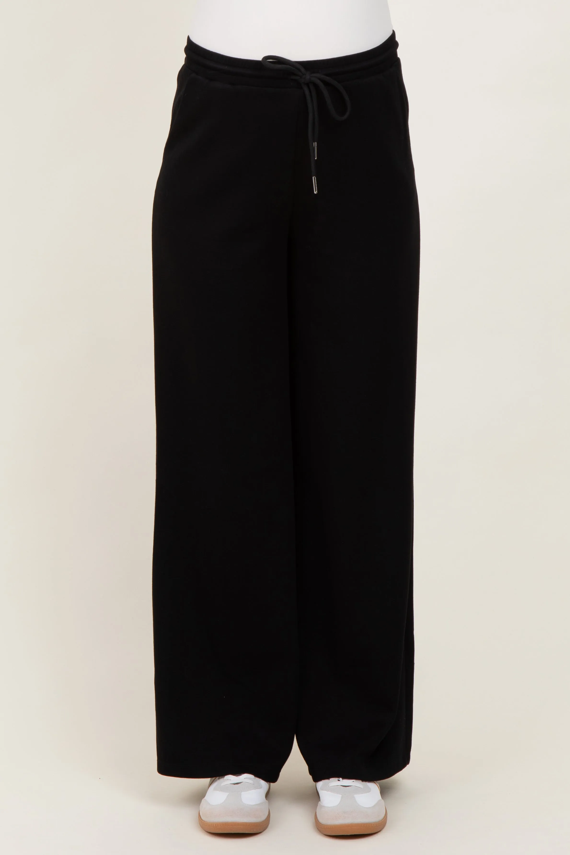 Black Flowy Knit Drawstring Maternity Pants sold by Pinkblush product image thumbnail 2