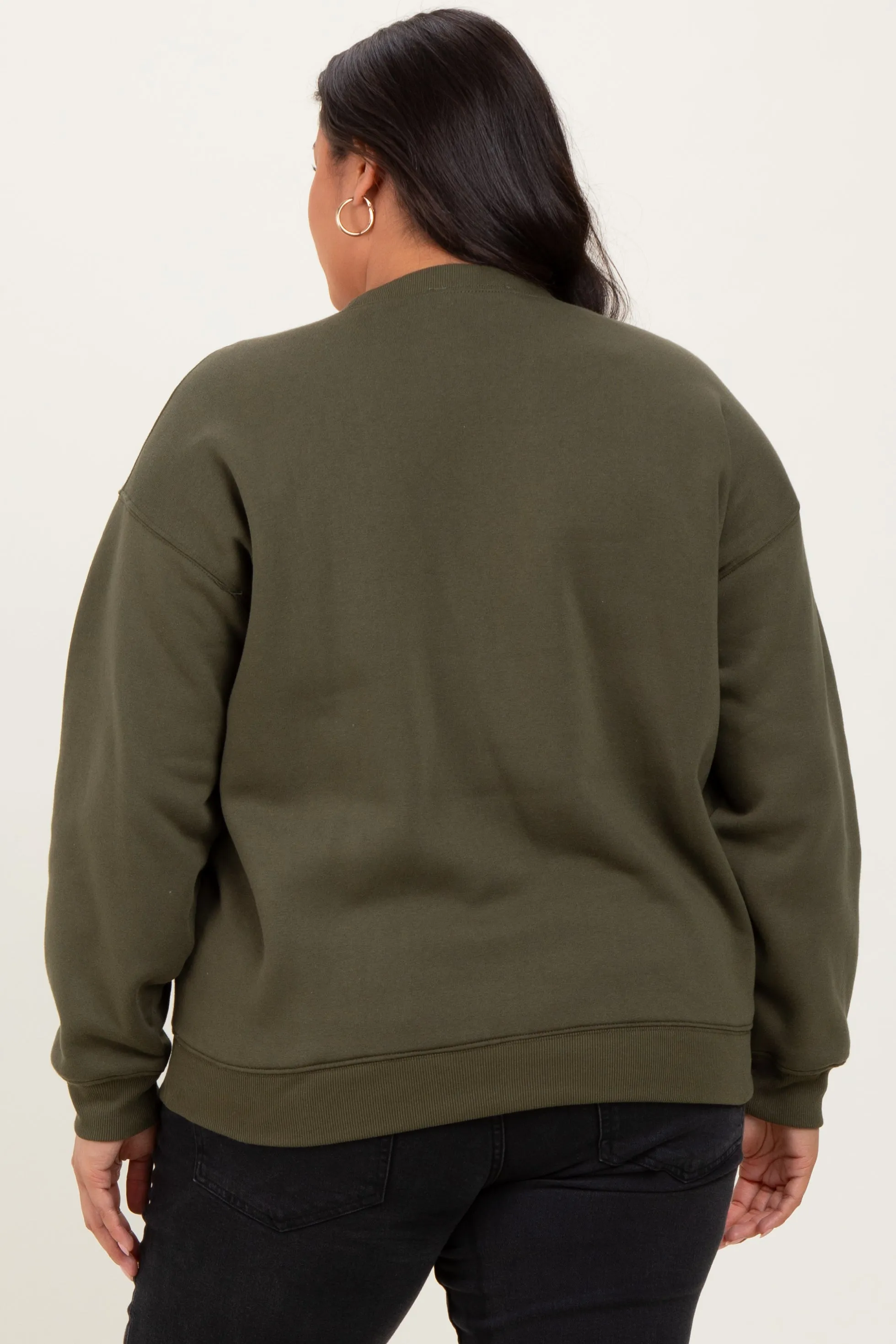 Olive Basic Fleece Crewneck Sweatshirt sold by Pinkblush product image thumbnail 4