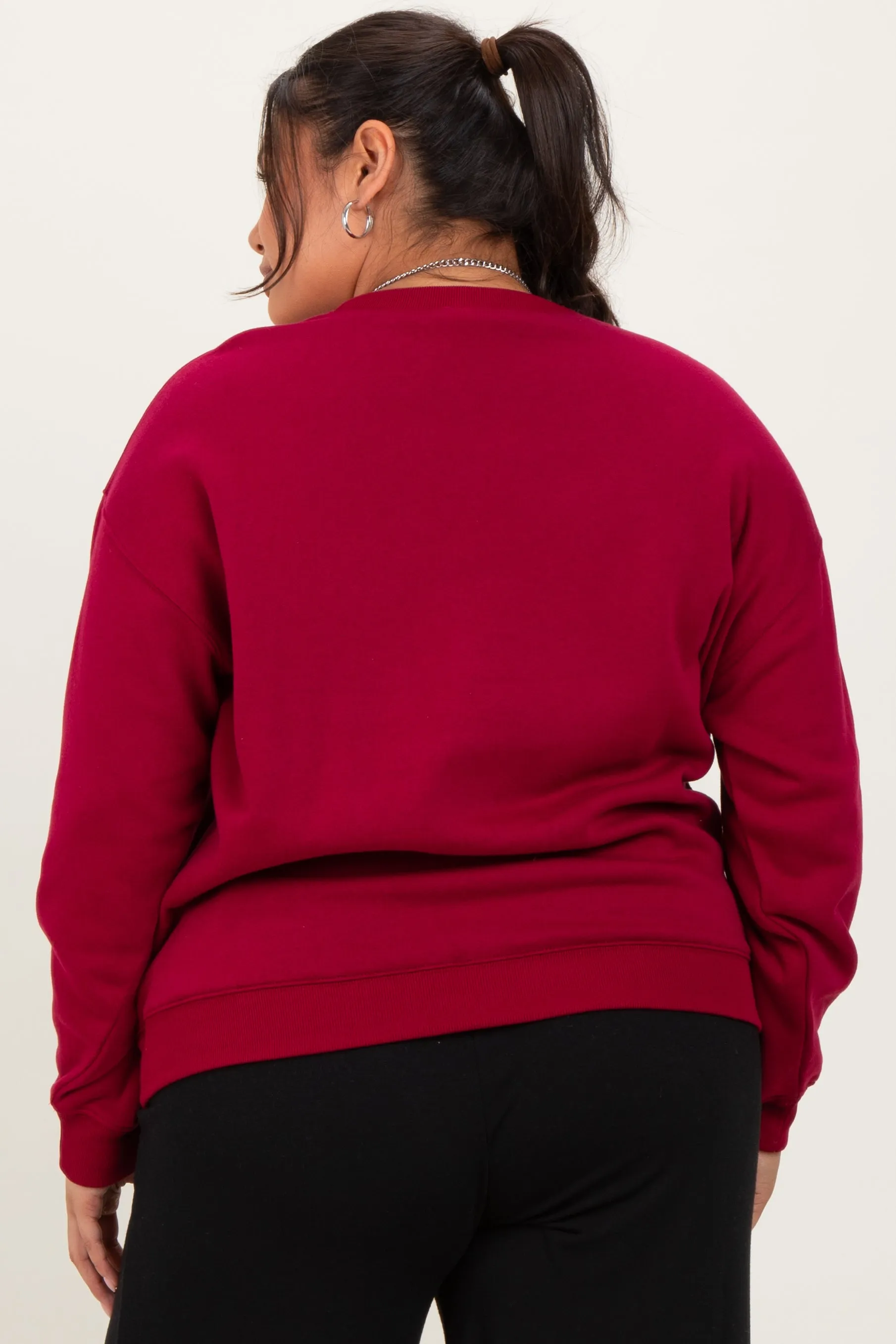 Burgundy Basic Fleece Crewneck Sweatshirt sold by Pinkblush product image thumbnail 4