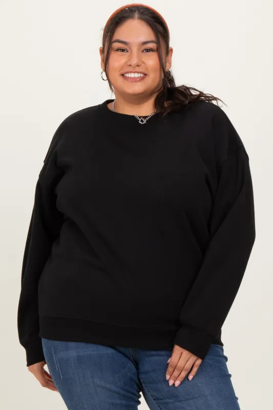 Black Basic Fleece Crewneck Sweatshirt sold by Pinkblush