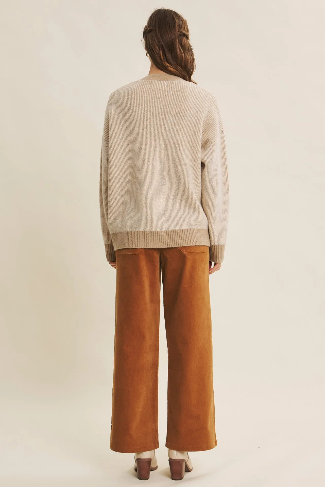 Taupe Two-Tone Button-Down Cardigan sold by Pinkblush product image thumbnail 5