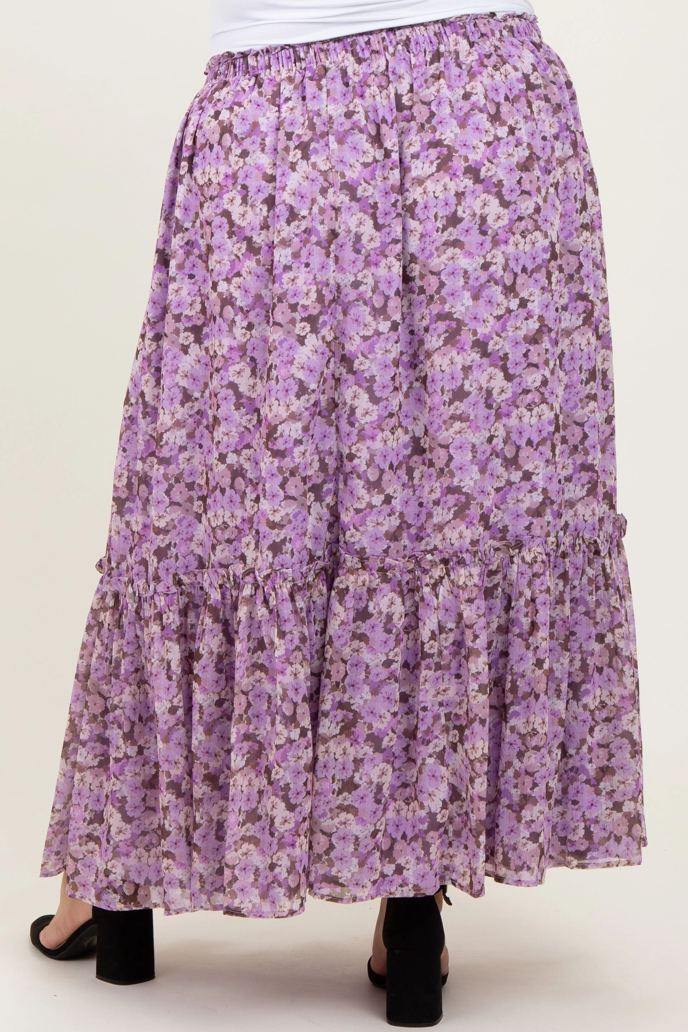 Lavender Smocked Waist Tiered Plus Maxi Skirt sold by Pinkblush product image thumbnail 5