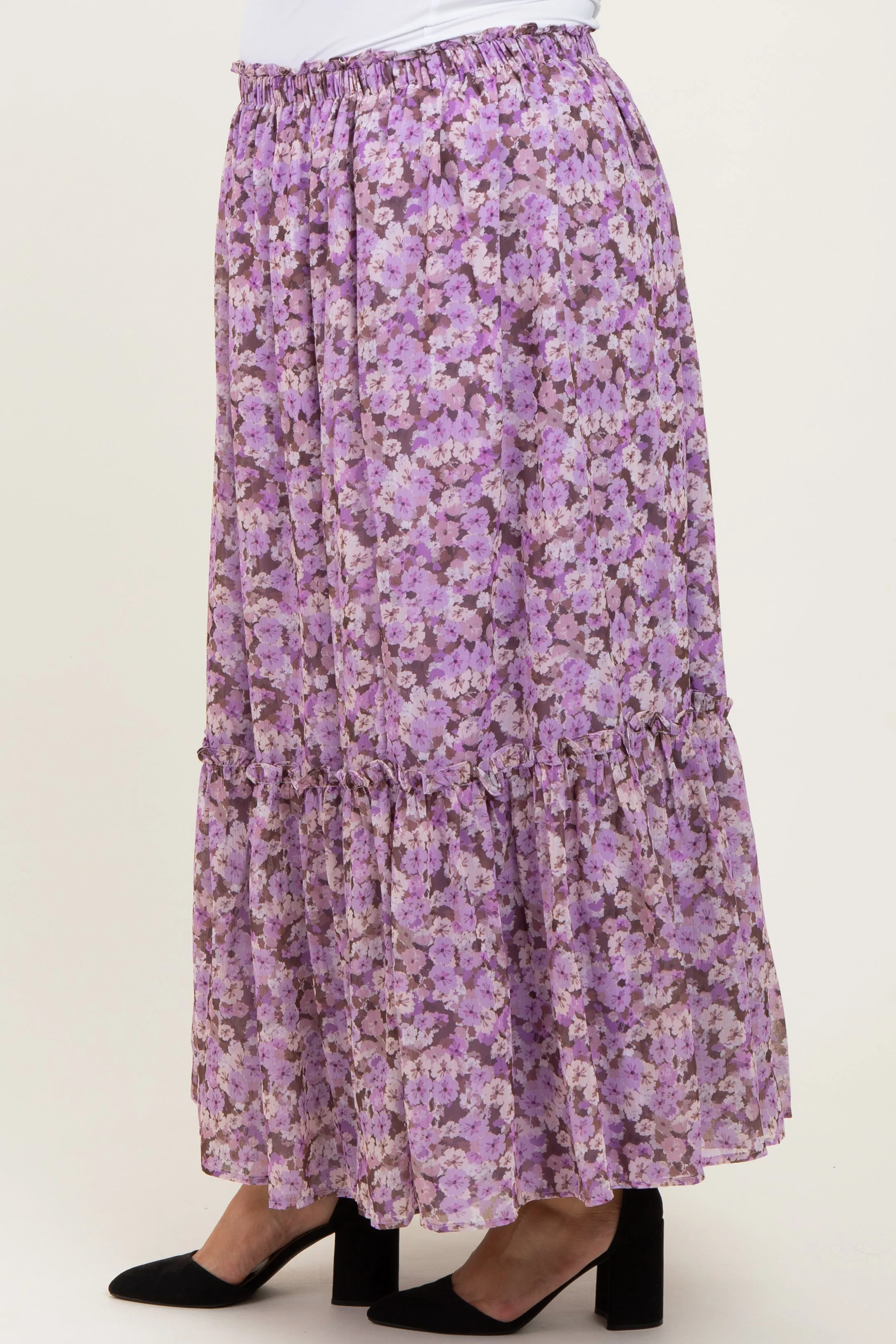 Lavender Smocked Waist Tiered Plus Maxi Skirt sold by Pinkblush product image thumbnail 4
