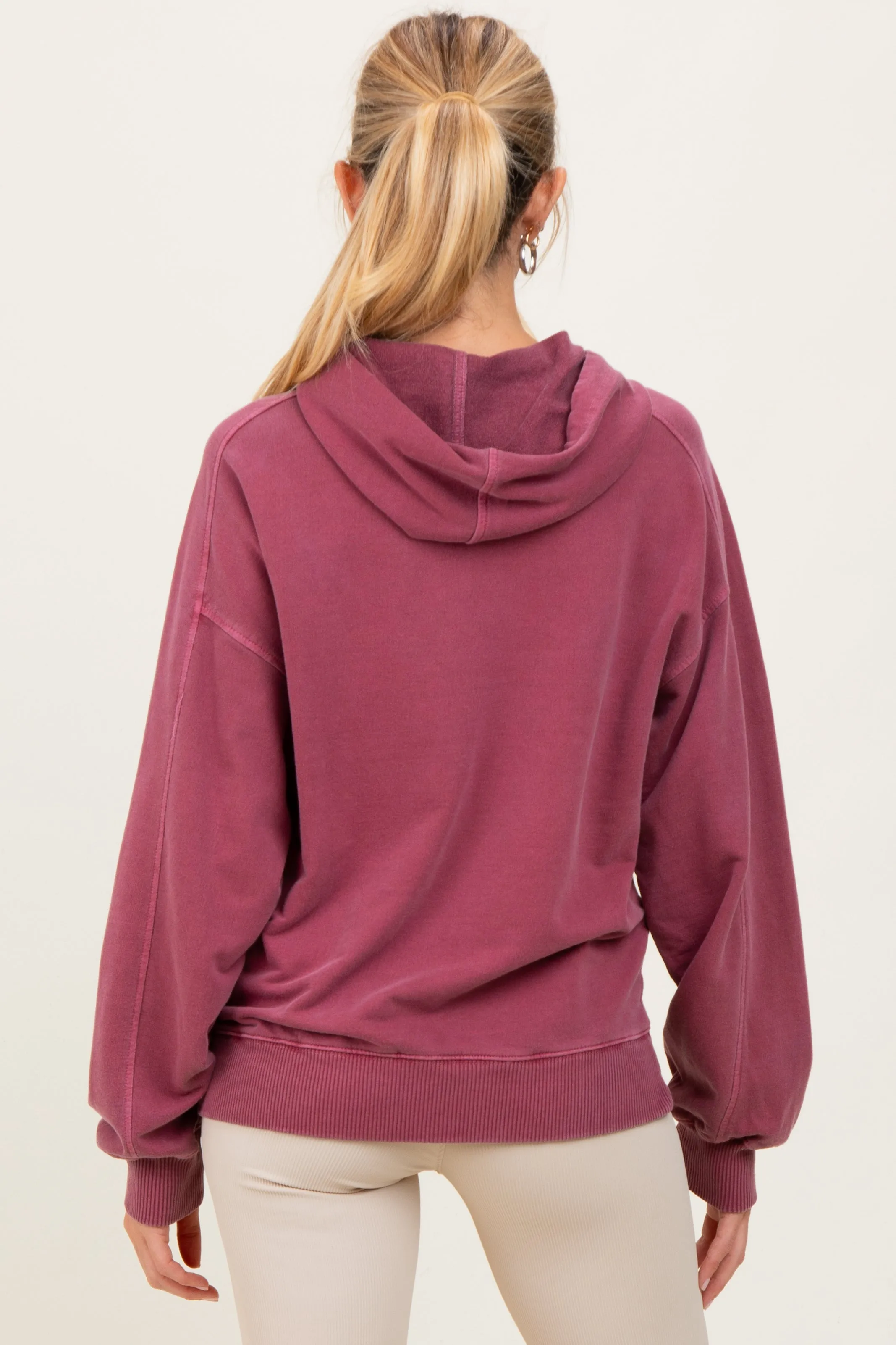 Burgundy French Terry Hooded Maternity Sweatshirt sold by Pinkblush product image thumbnail 4