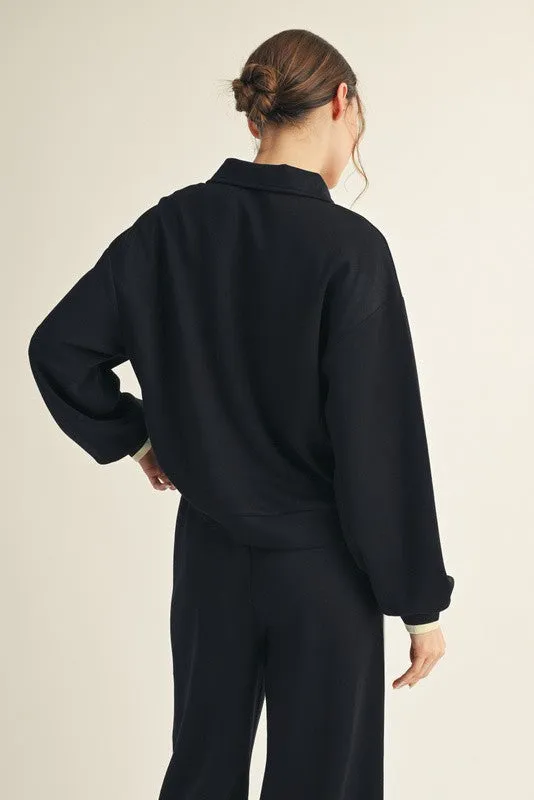 Black Contrast Trim Half Zip Sweatshirt sold by Pinkblush product image thumbnail 2