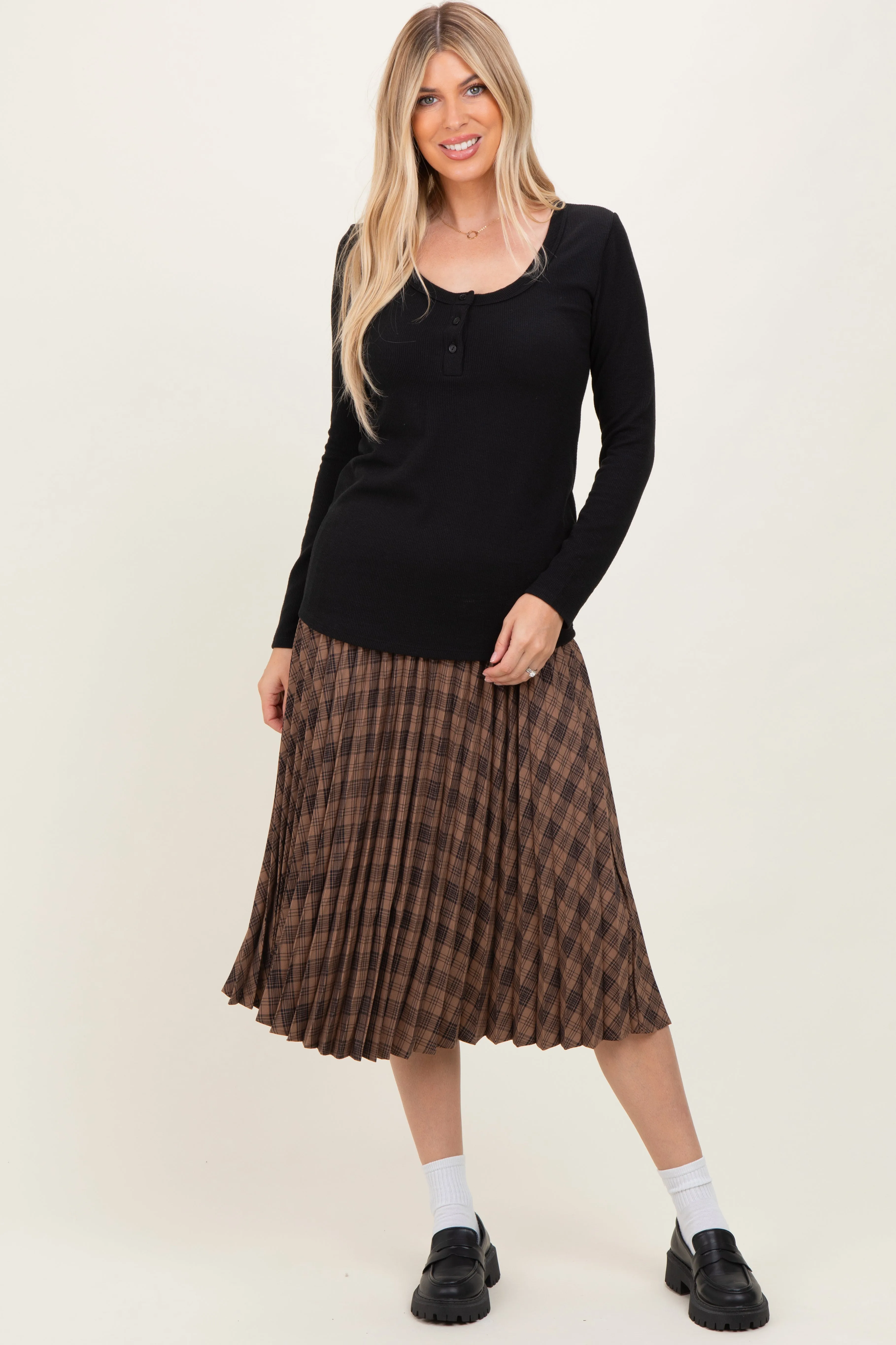 Black Ribbed Long Sleeve Henley Top sold by Pinkblush product image thumbnail 3