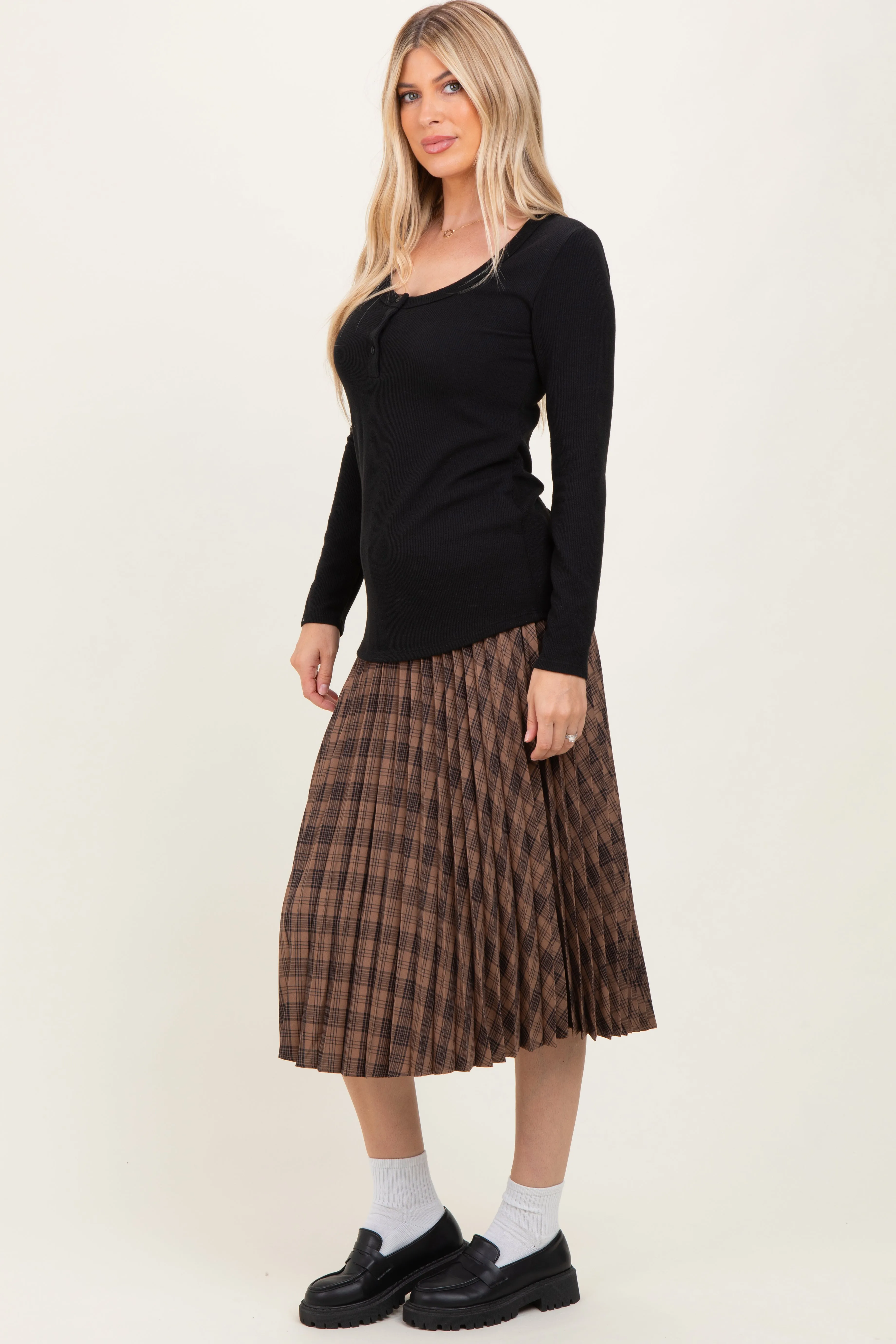 Black Ribbed Long Sleeve Henley Top sold by Pinkblush product image thumbnail 4