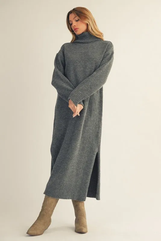 Charcoal Turtleneck Sweater Midi Dress sold by Pinkblush product image thumbnail 2