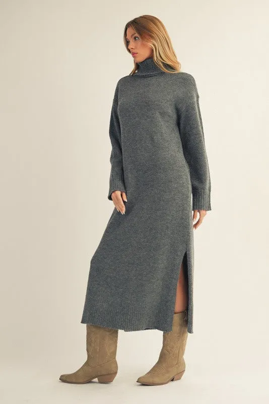 Charcoal Turtleneck Sweater Midi Dress sold by Pinkblush product image thumbnail 3