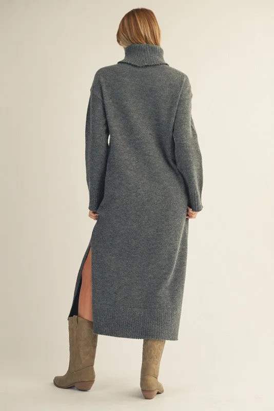 Charcoal Turtleneck Sweater Midi Dress sold by Pinkblush product image thumbnail 4