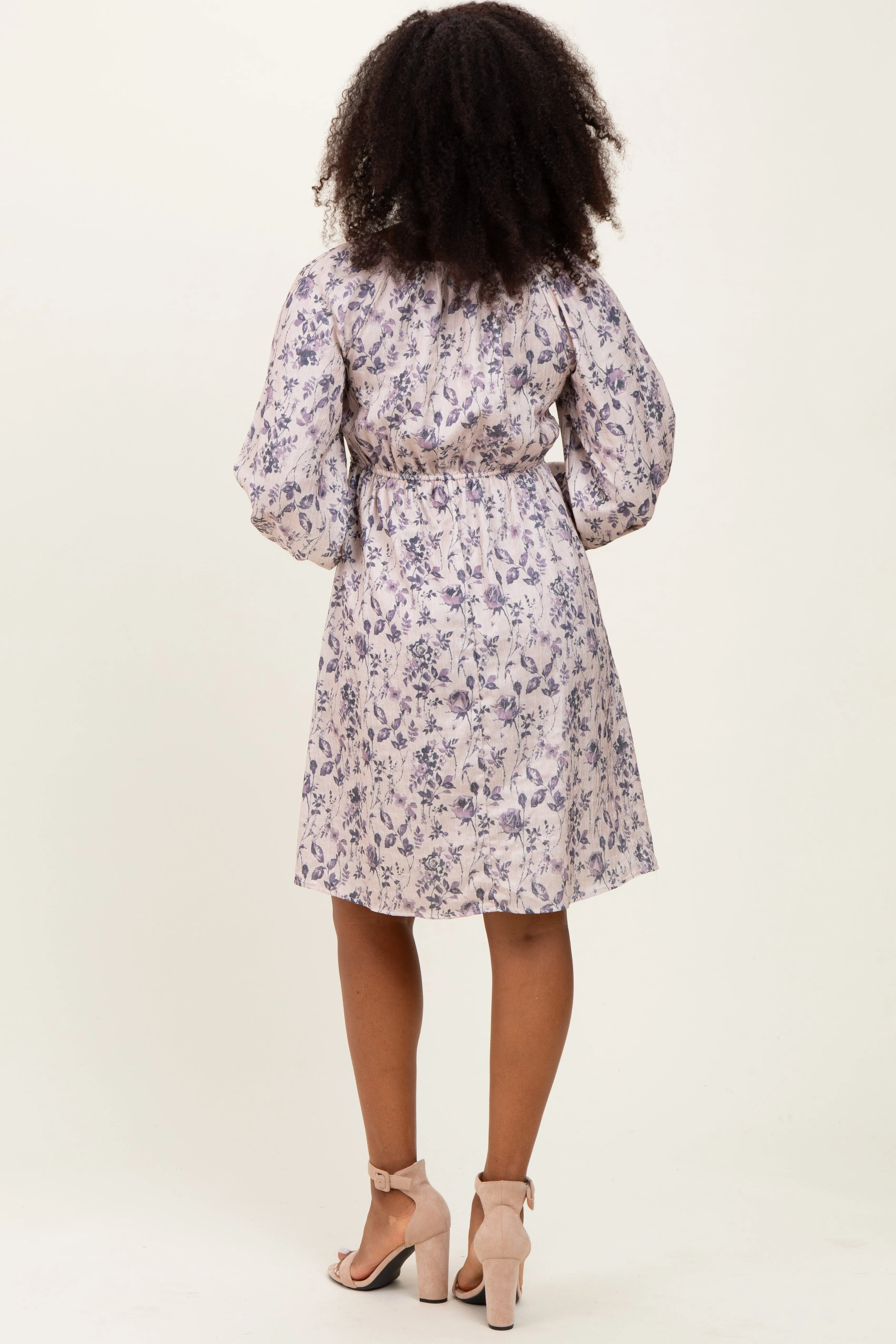 Cream Floral Sweetheart Neck Smocked Dress sold by Pinkblush product image thumbnail 4