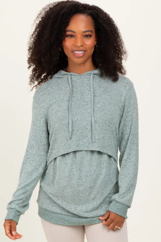 Mint Double Layer Long Sleeve Nursing Hoodie sold by Pinkblush