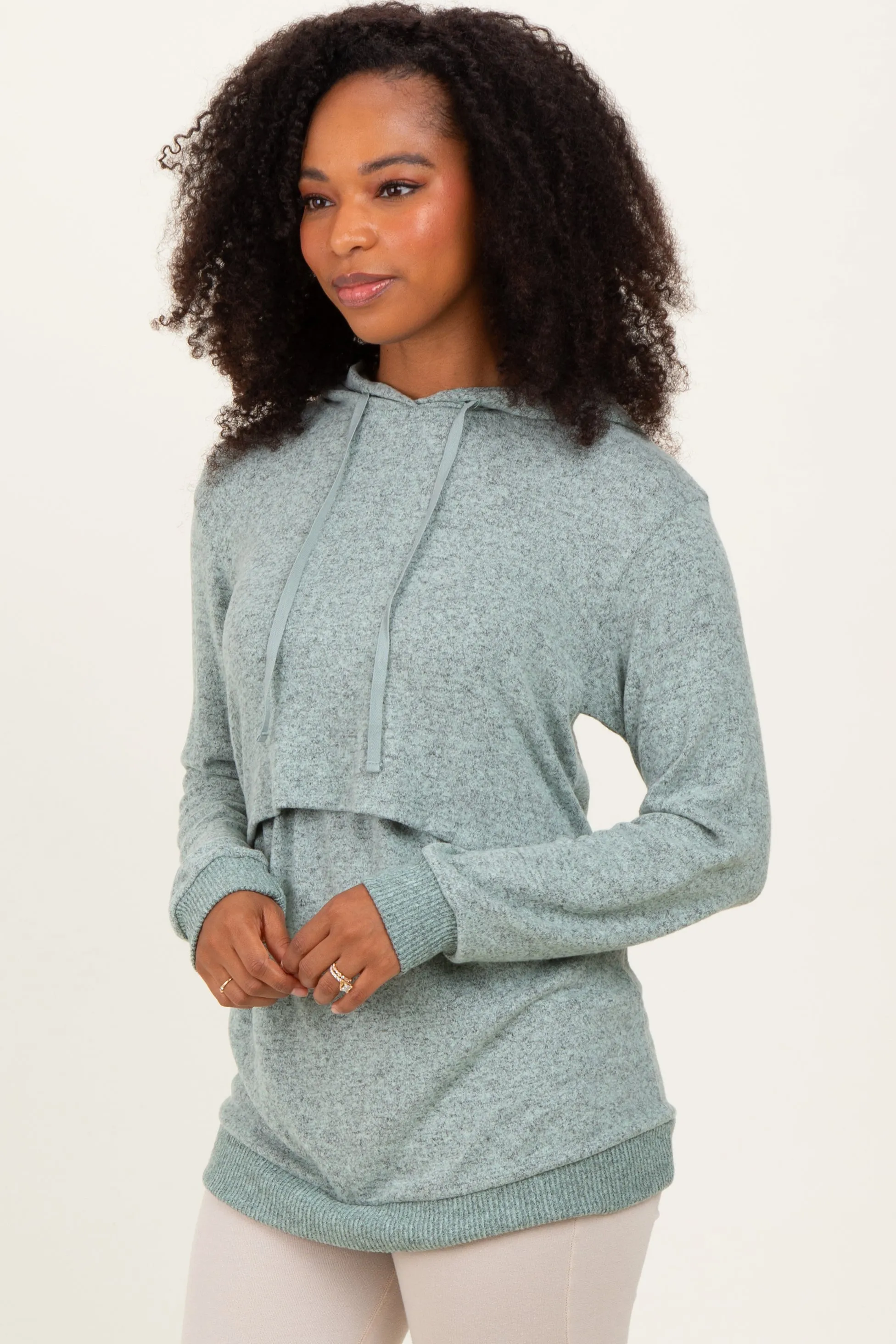 Mint Double Layer Long Sleeve Nursing Hoodie sold by Pinkblush product image thumbnail 2
