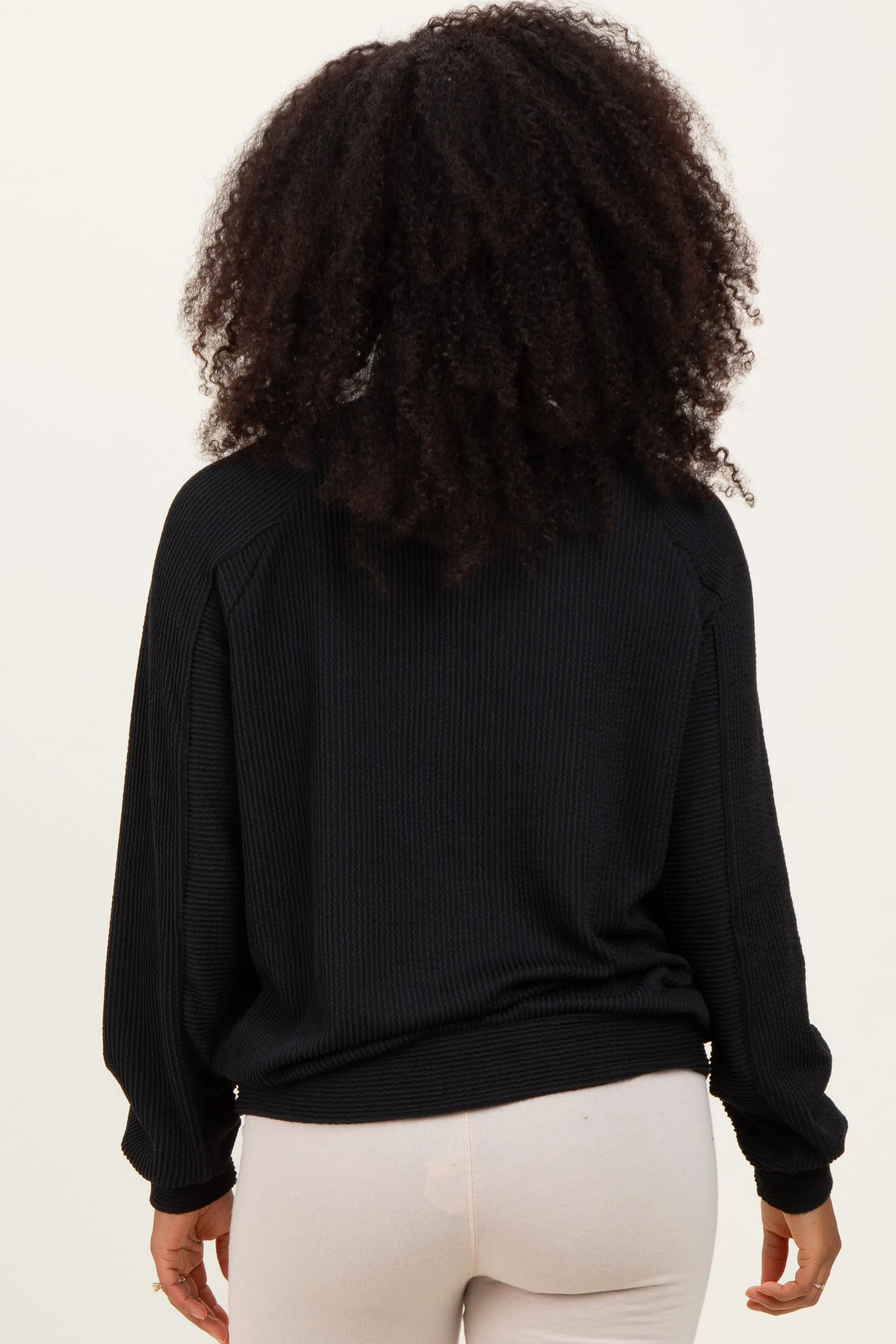 Black Textured Rib Knit Pullover sold by Pinkblush product image thumbnail 4