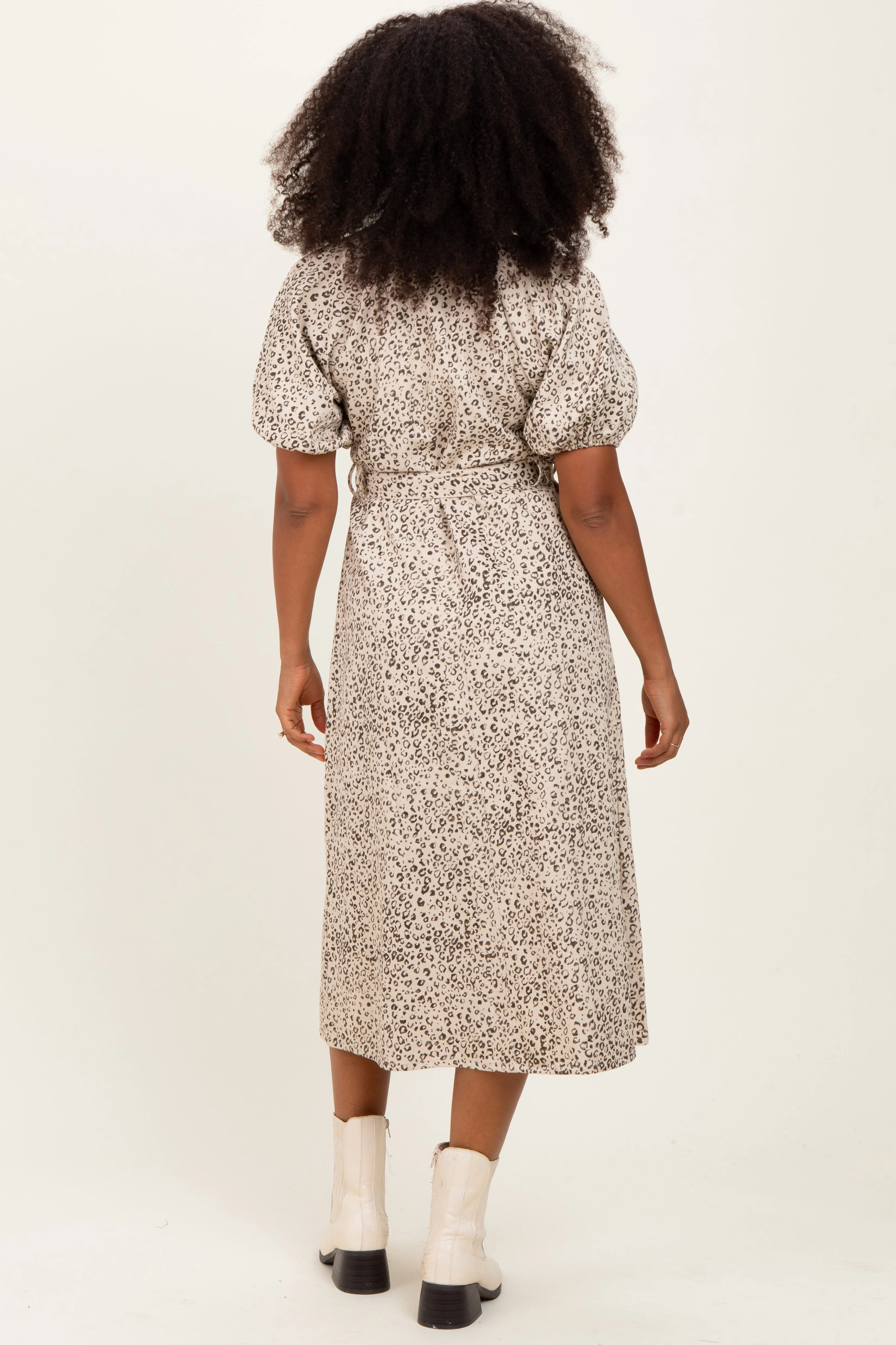 Cream Floral Button Front Waist Tie Midi Dress sold by Pinkblush product image thumbnail 3