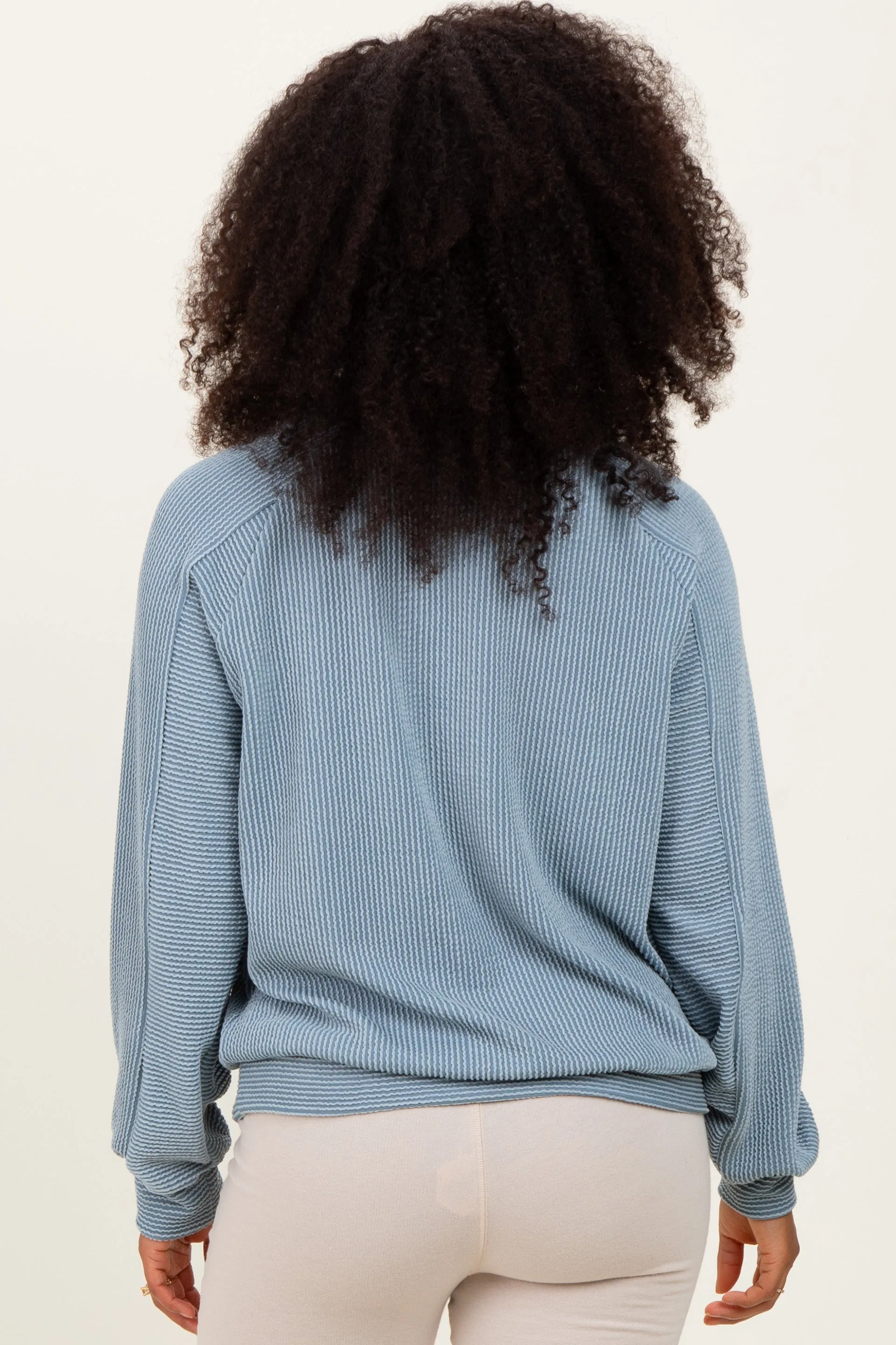 Blue Textured Rib Knit Pullover sold by Pinkblush product image thumbnail 4