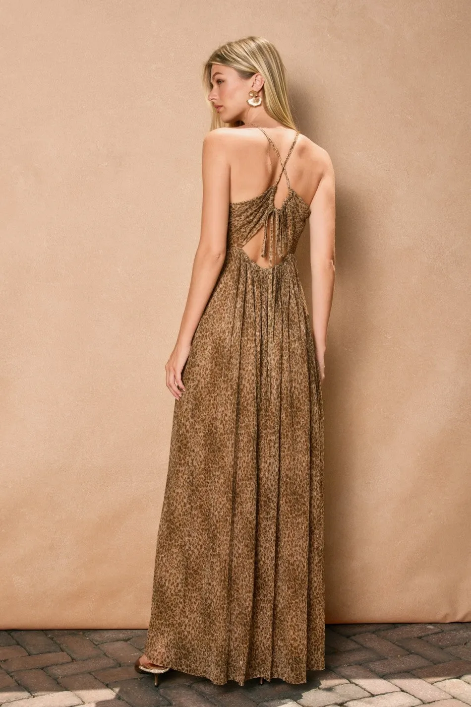 Bronzed Animal Print Plunging Maxi Dress sold by Pinkblush product image thumbnail 4