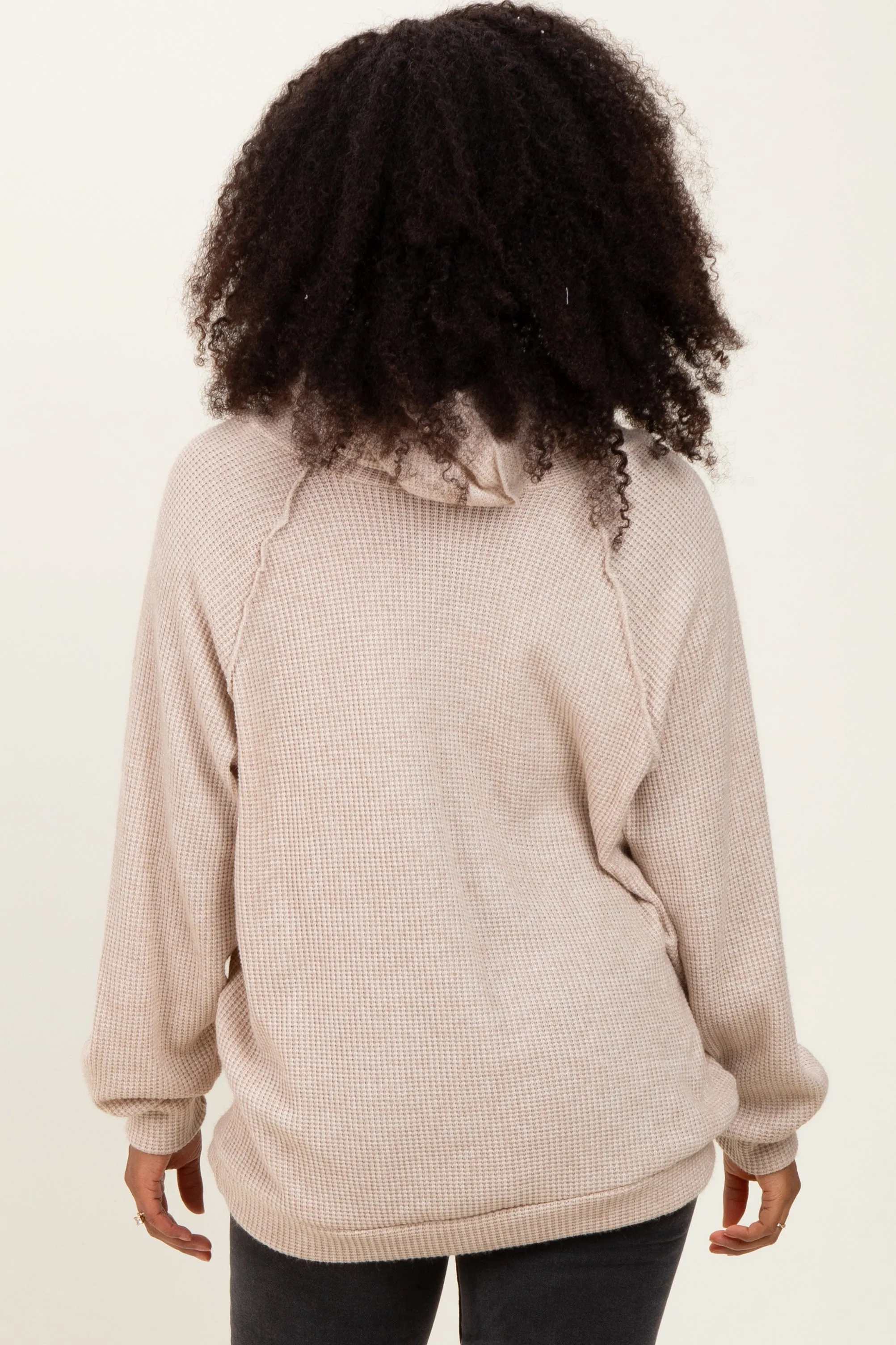 Beige Long Sleeve Solid Hoodie Top sold by Pinkblush product image thumbnail 4