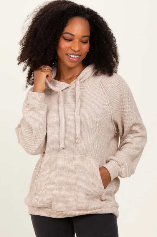 Beige Long Sleeve Solid Hoodie Top sold by Pinkblush