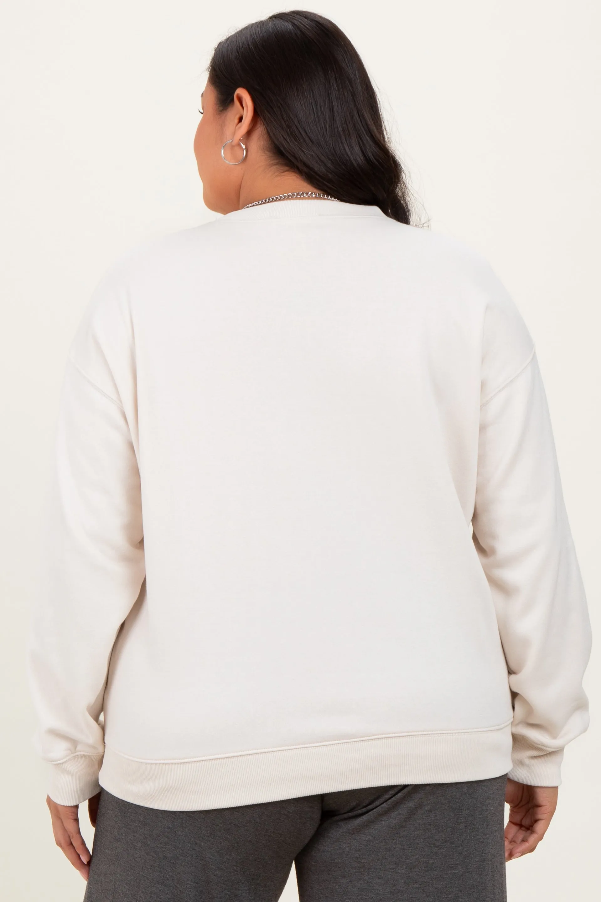 Cream Basic Fleece Crewneck Sweatshirt sold by Pinkblush product image thumbnail 4
