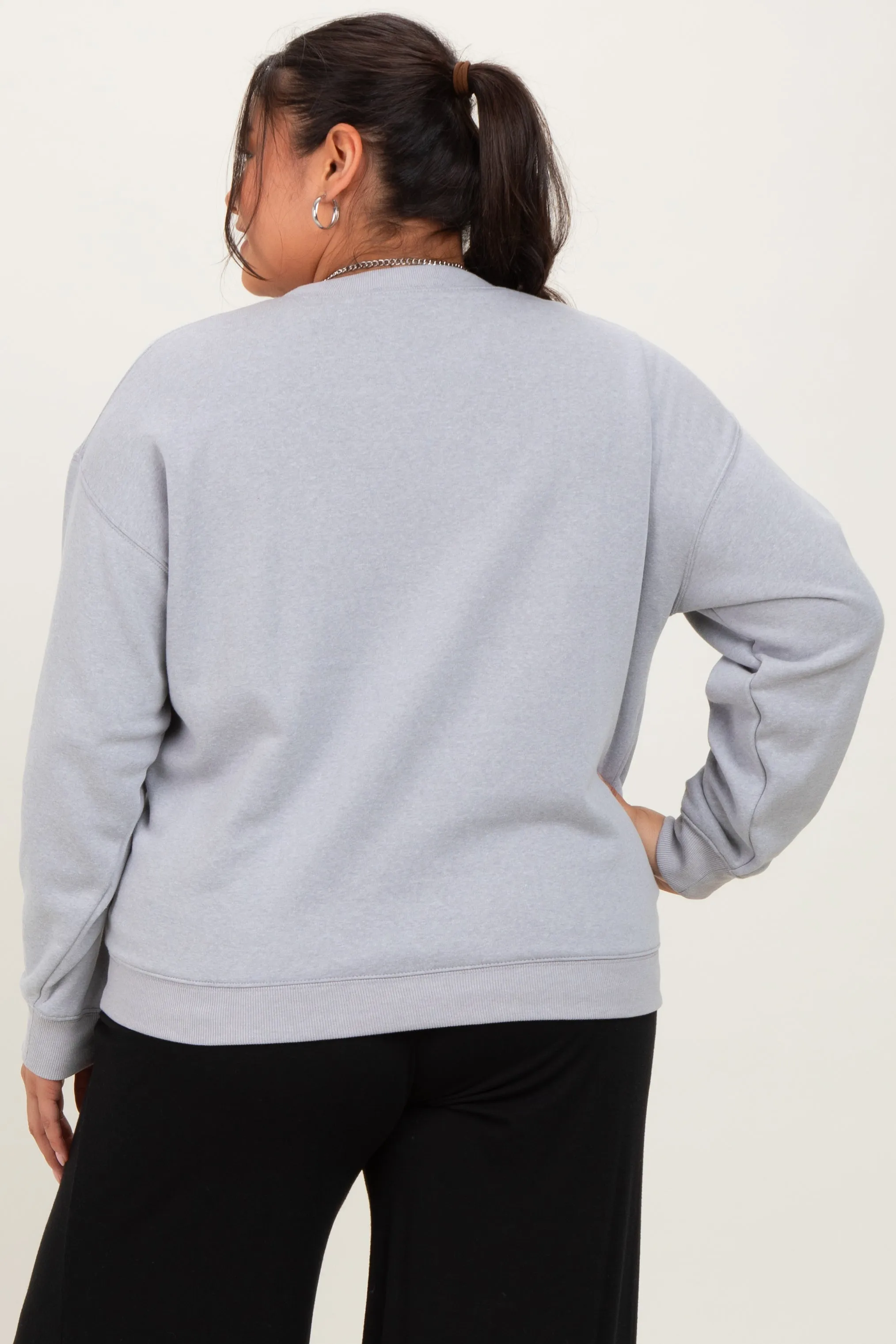 Heather Grey Basic Fleece Crewneck Sweatshirt sold by Pinkblush product image thumbnail 4