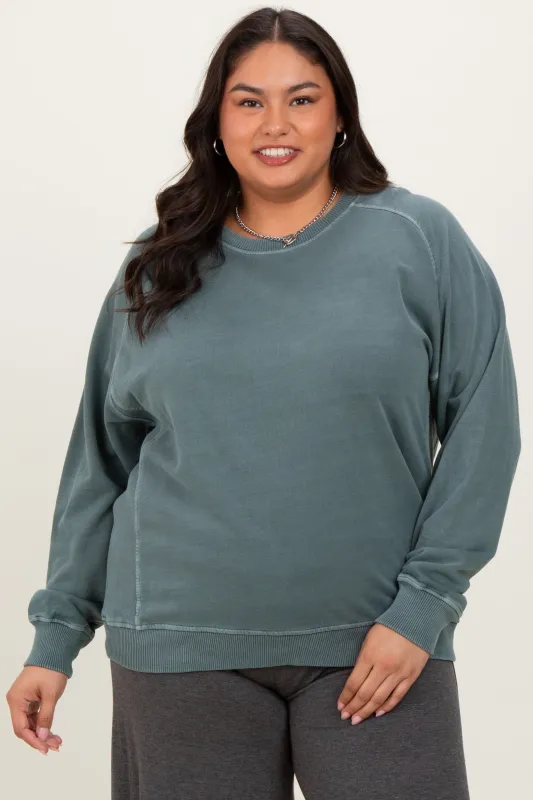 Jade French Terry Vintage Wash Plus Pullover sold by Pinkblush