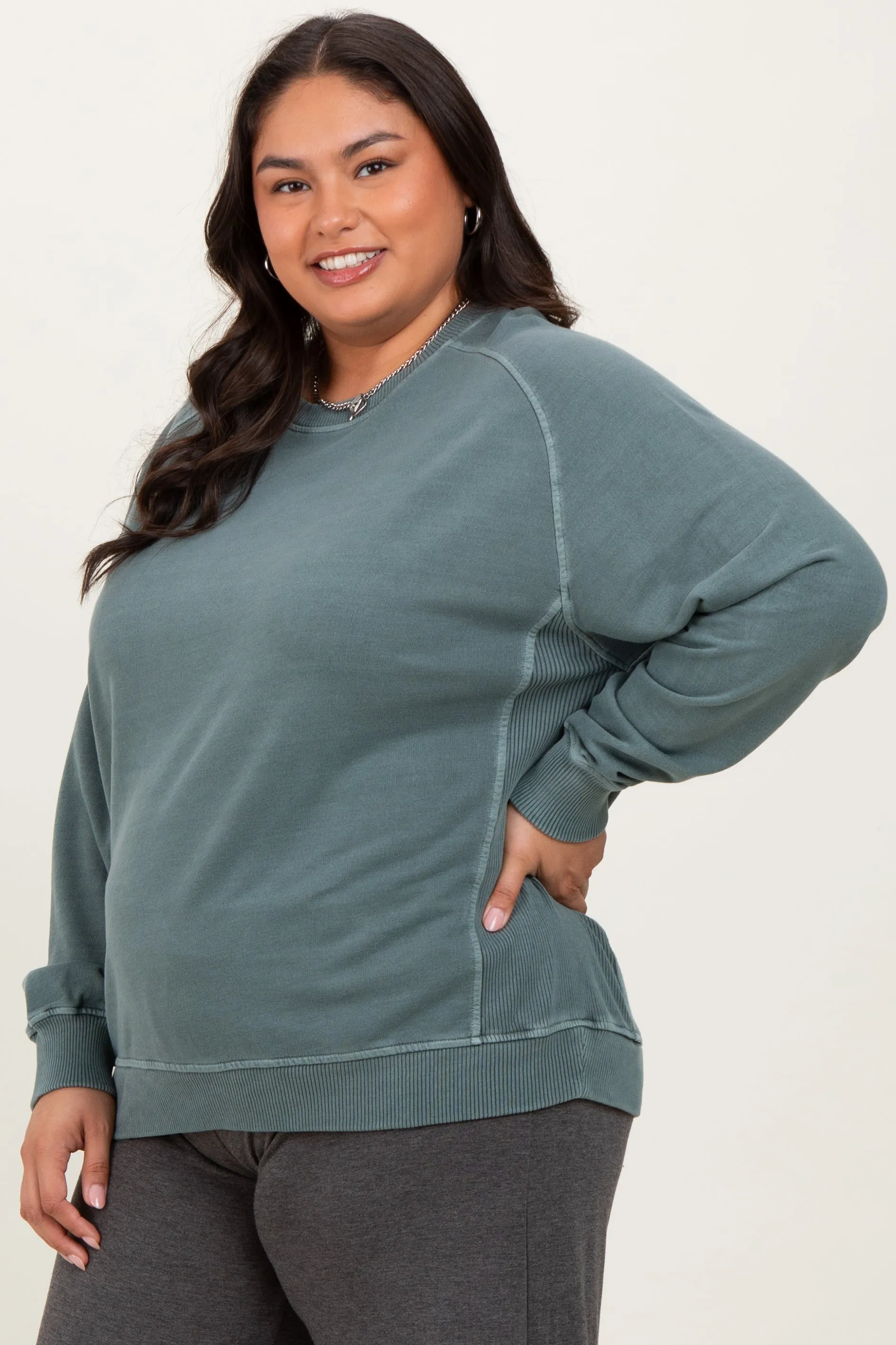 Jade French Terry Vintage Wash Plus Pullover sold by Pinkblush product image thumbnail 3