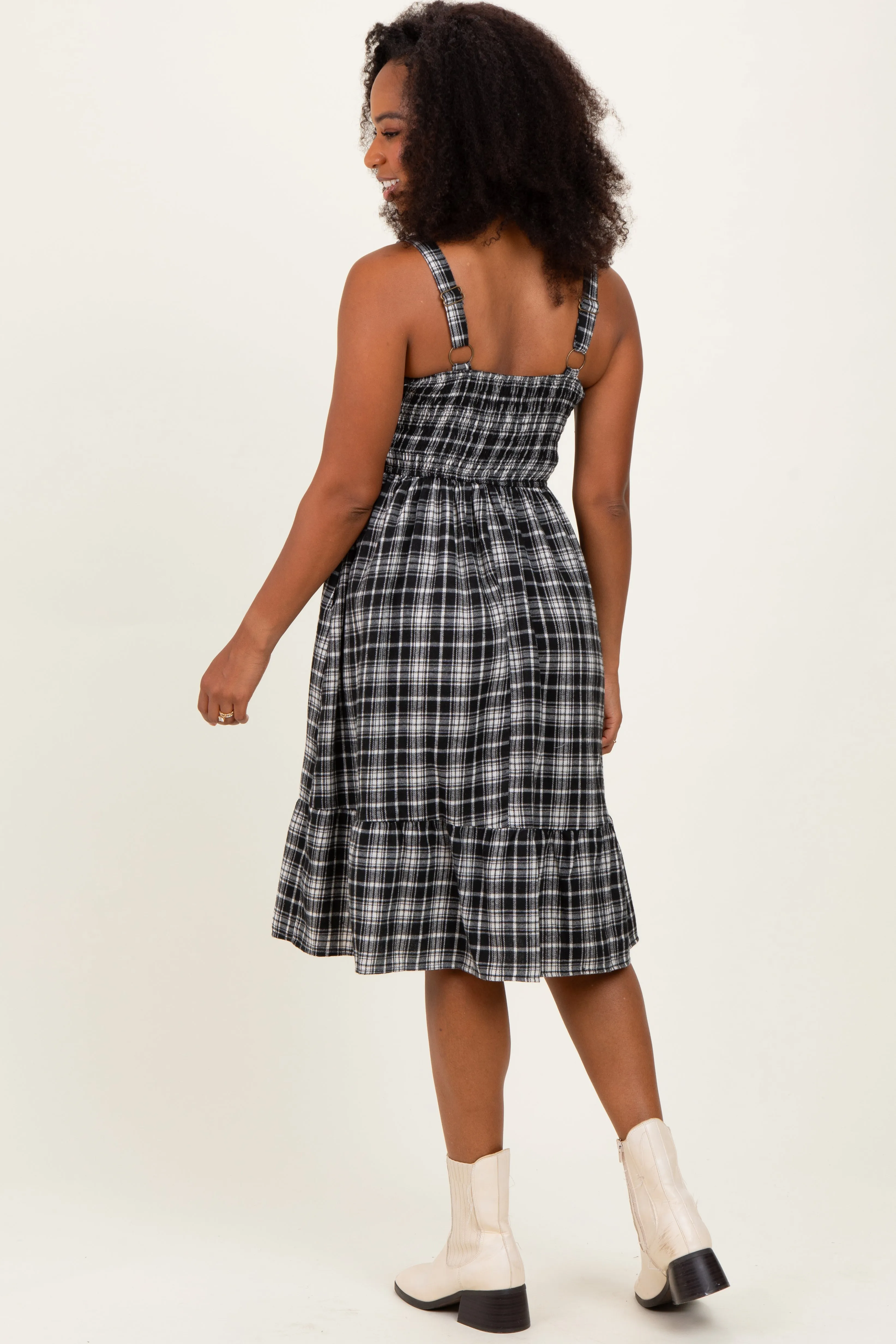 Black Plaid Square Neck Dress sold by Pinkblush product image thumbnail 4