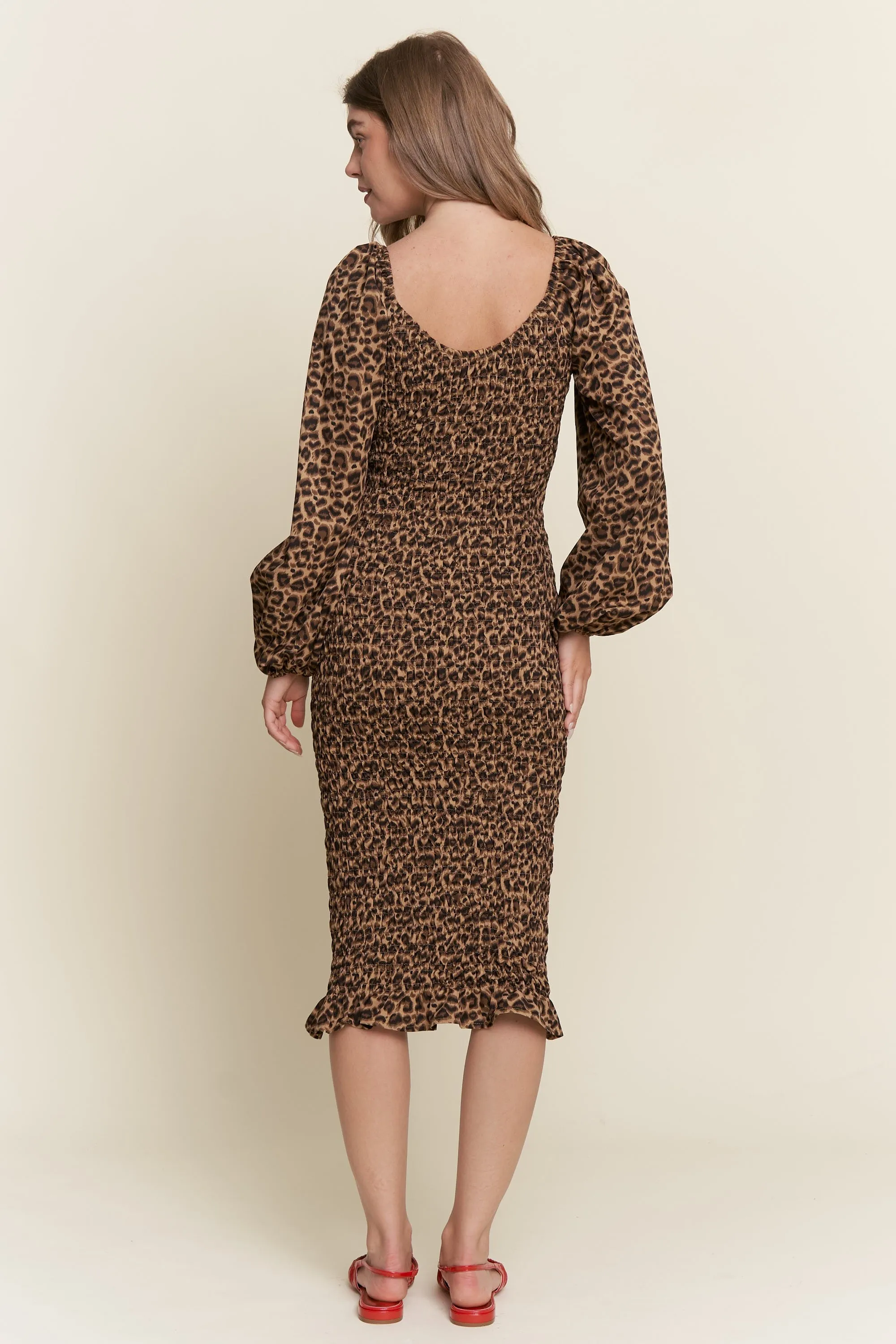 Brown Leopard Print Bodycon Midi Dress sold by Pinkblush product image thumbnail 4