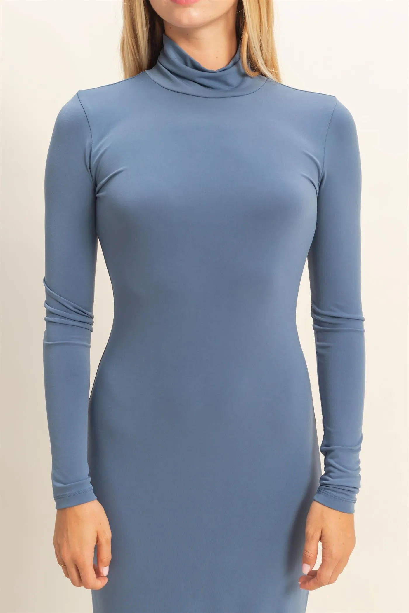 Blue Turtleneck Long Sleeve Maxi Dress sold by Pinkblush product image thumbnail 5