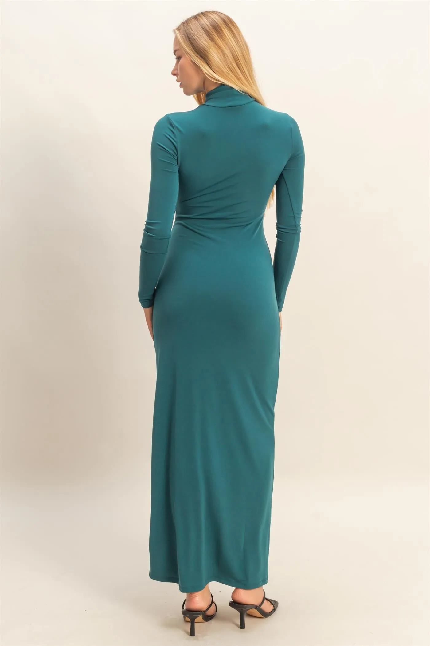 Green Turtleneck Long Sleeve Maxi Dress sold by Pinkblush product image thumbnail 4