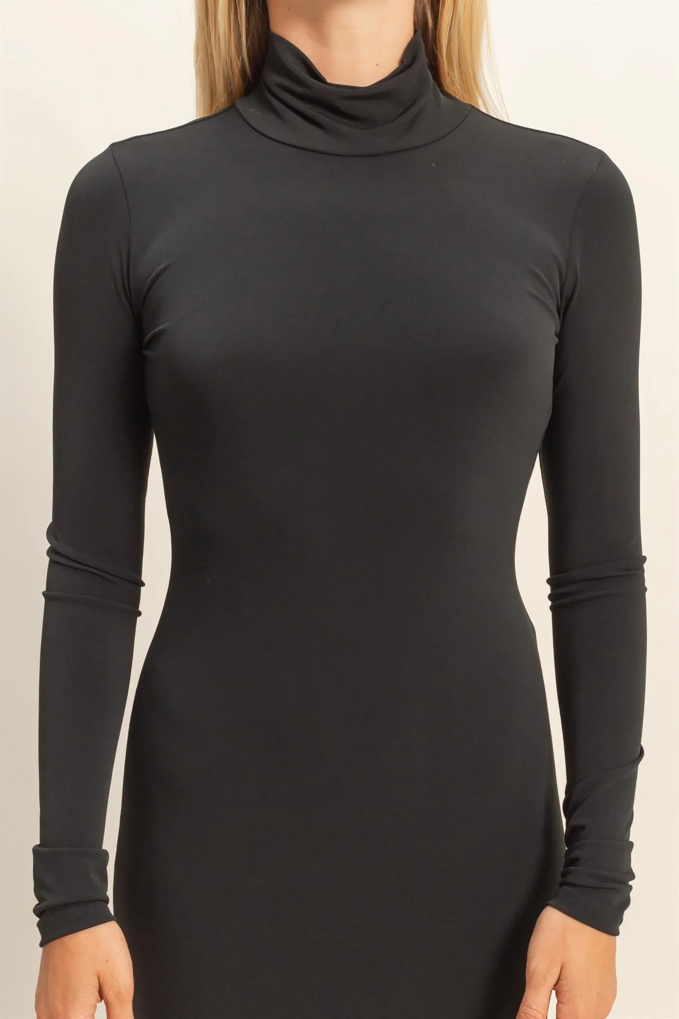 Black Turtleneck Long Sleeve Maxi Dress sold by Pinkblush product image thumbnail 5