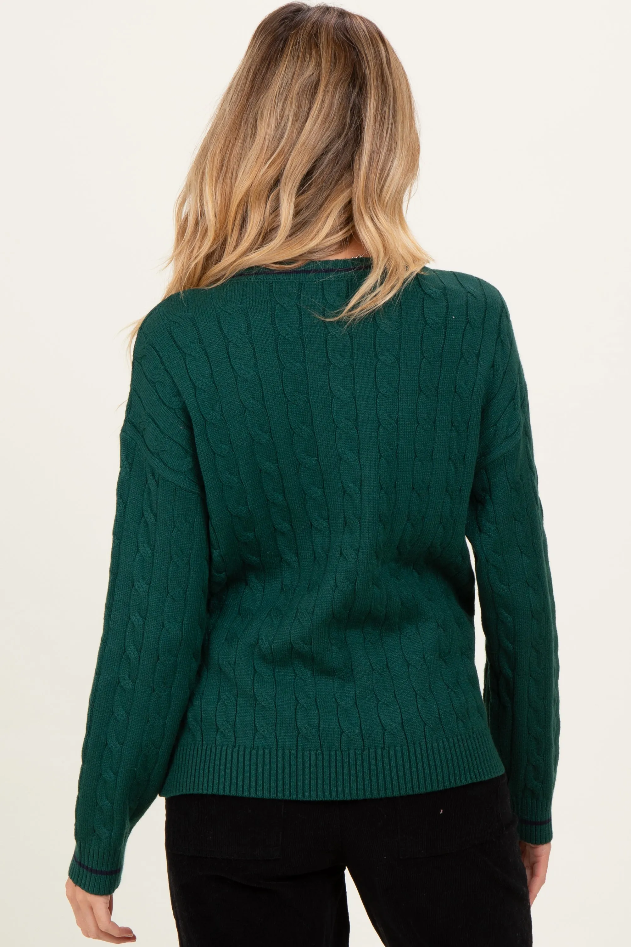 Green Chunky Cable Knit Maternity Sweater sold by Pinkblush product image thumbnail 3