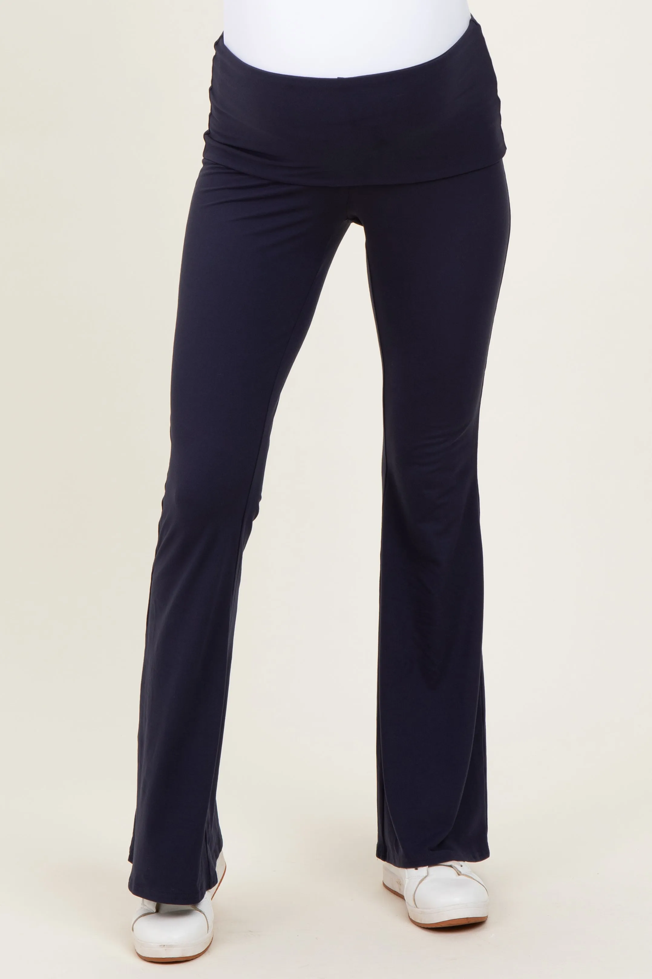 Navy Wide Fold-Over Flared Maternity Pants sold by Pinkblush product image thumbnail 3