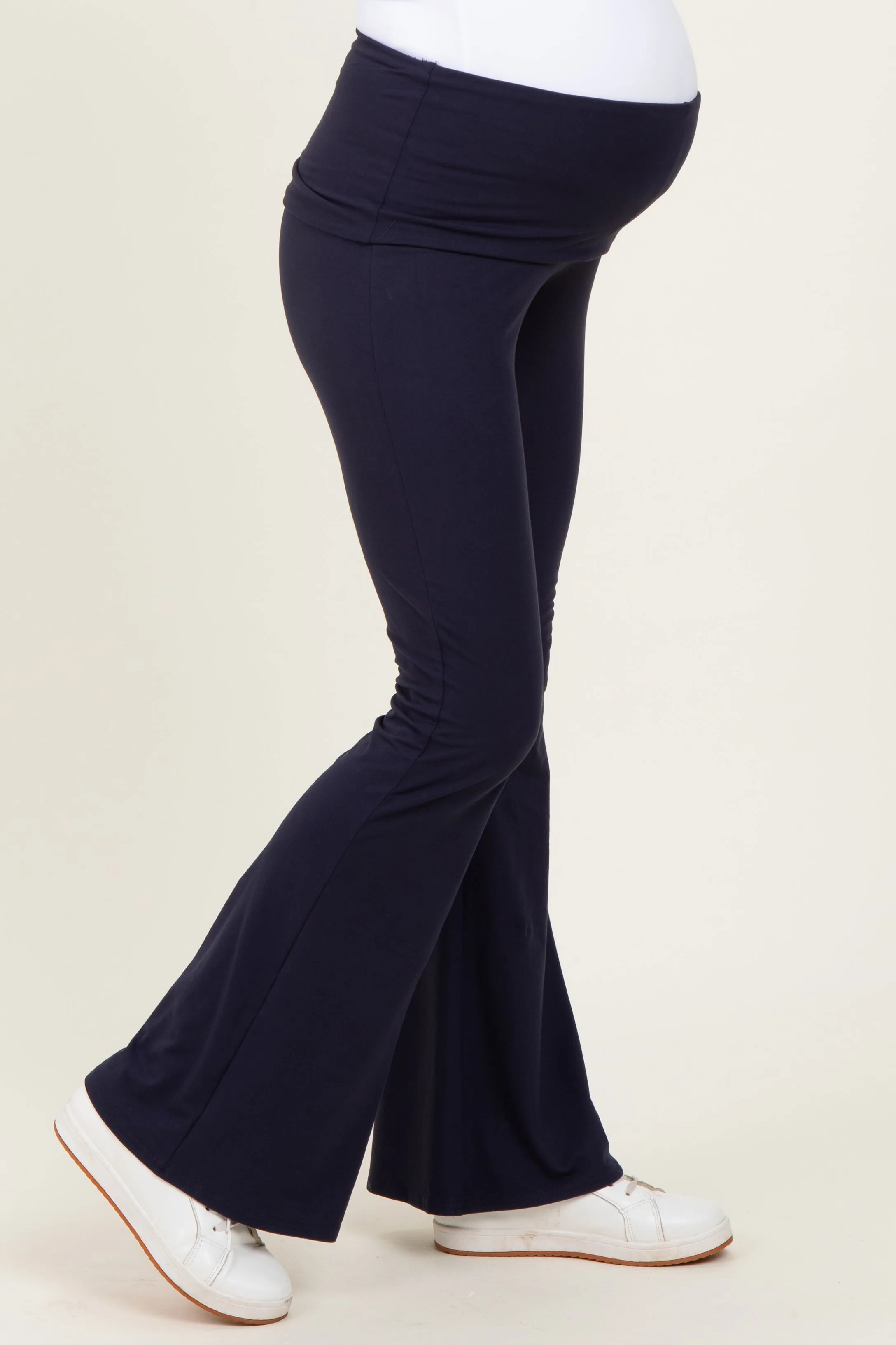 Navy Wide Fold-Over Flared Maternity Pants sold by Pinkblush product image thumbnail 4