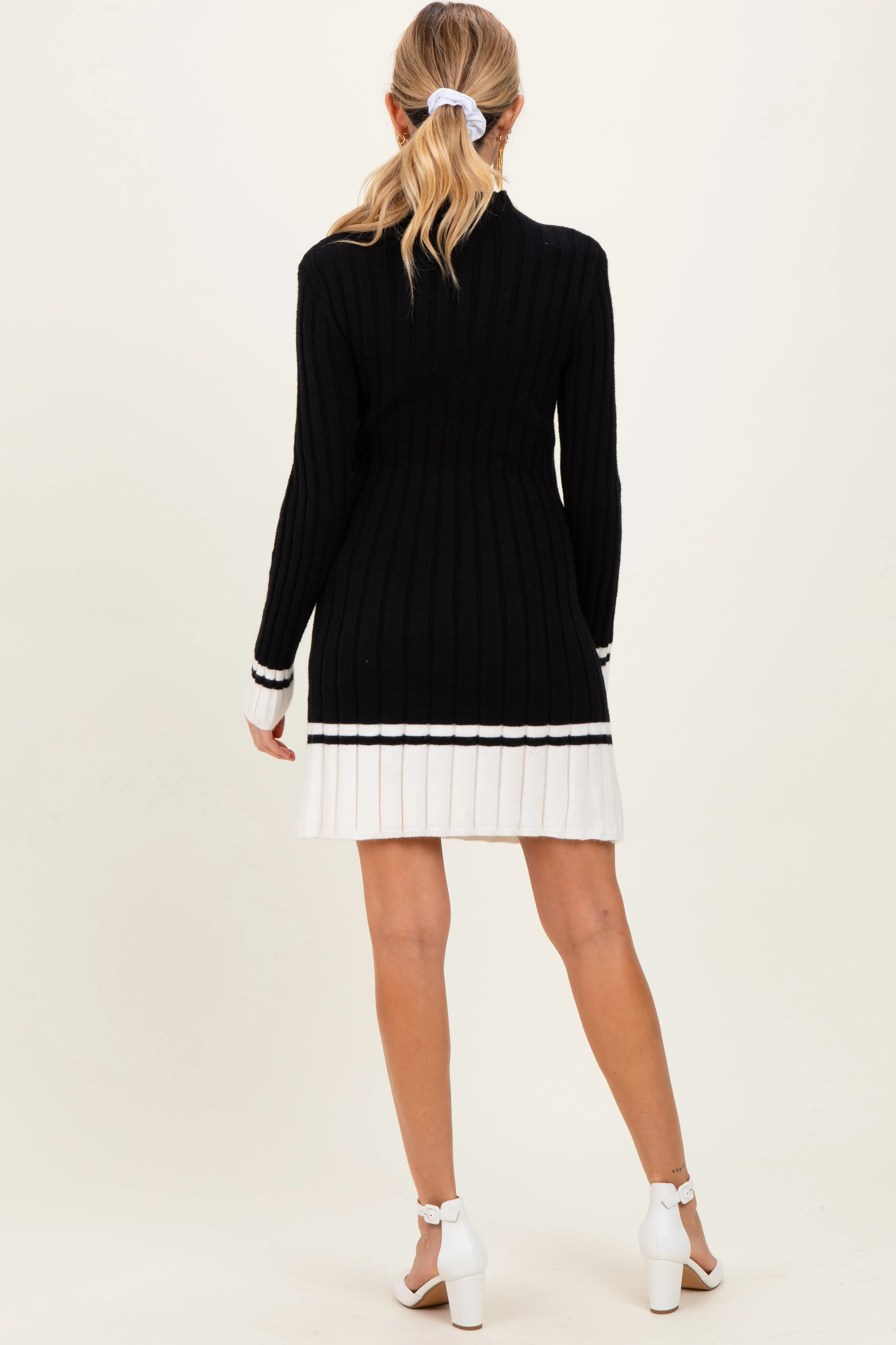 Black Ribbed Contrast Hem Maternity Sweater Dress sold by Pinkblush product image thumbnail 3