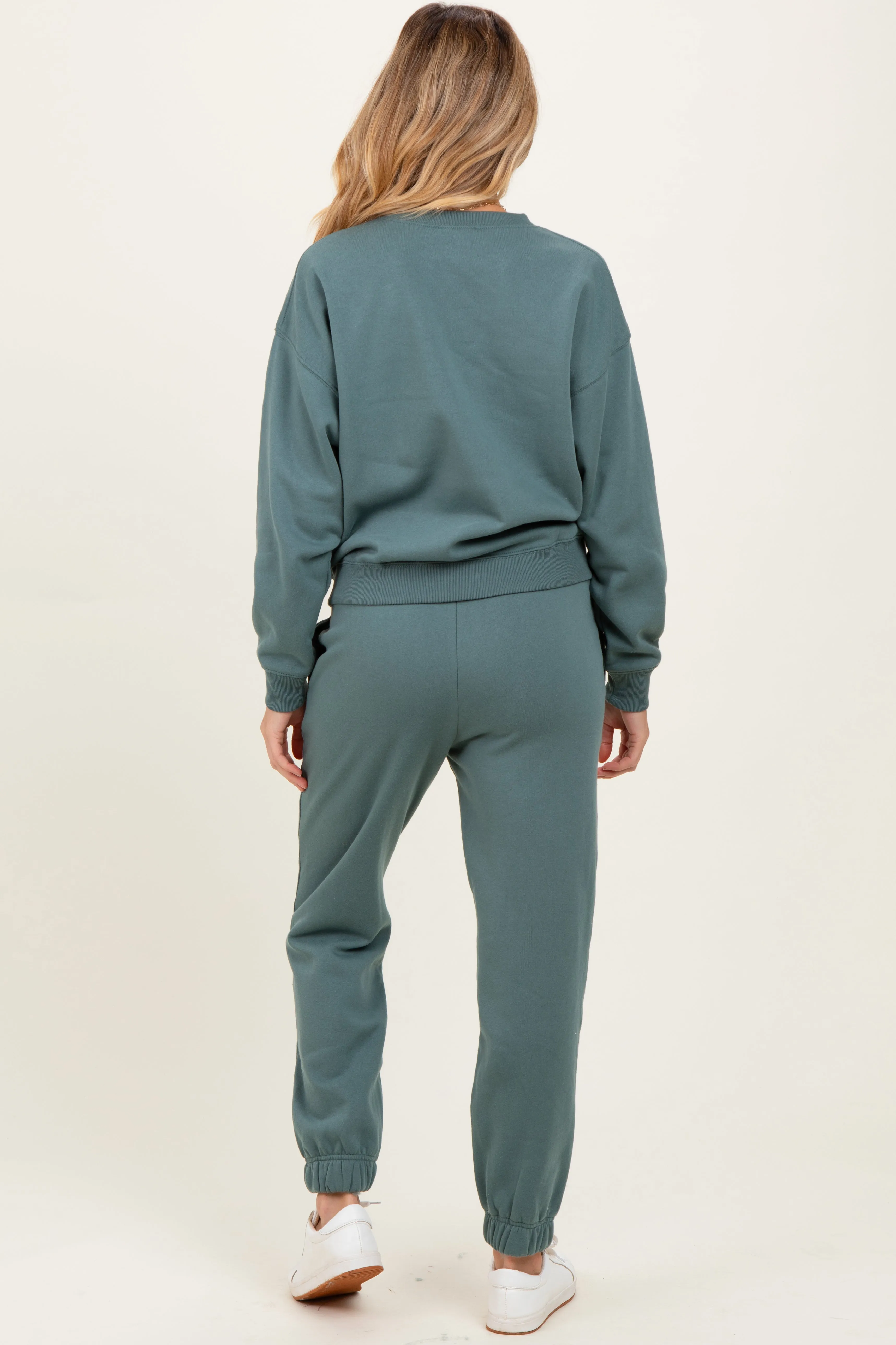 Jade Fleece Long Sleeve Maternity Pullover & Jogger Set sold by Pinkblush product image thumbnail 3