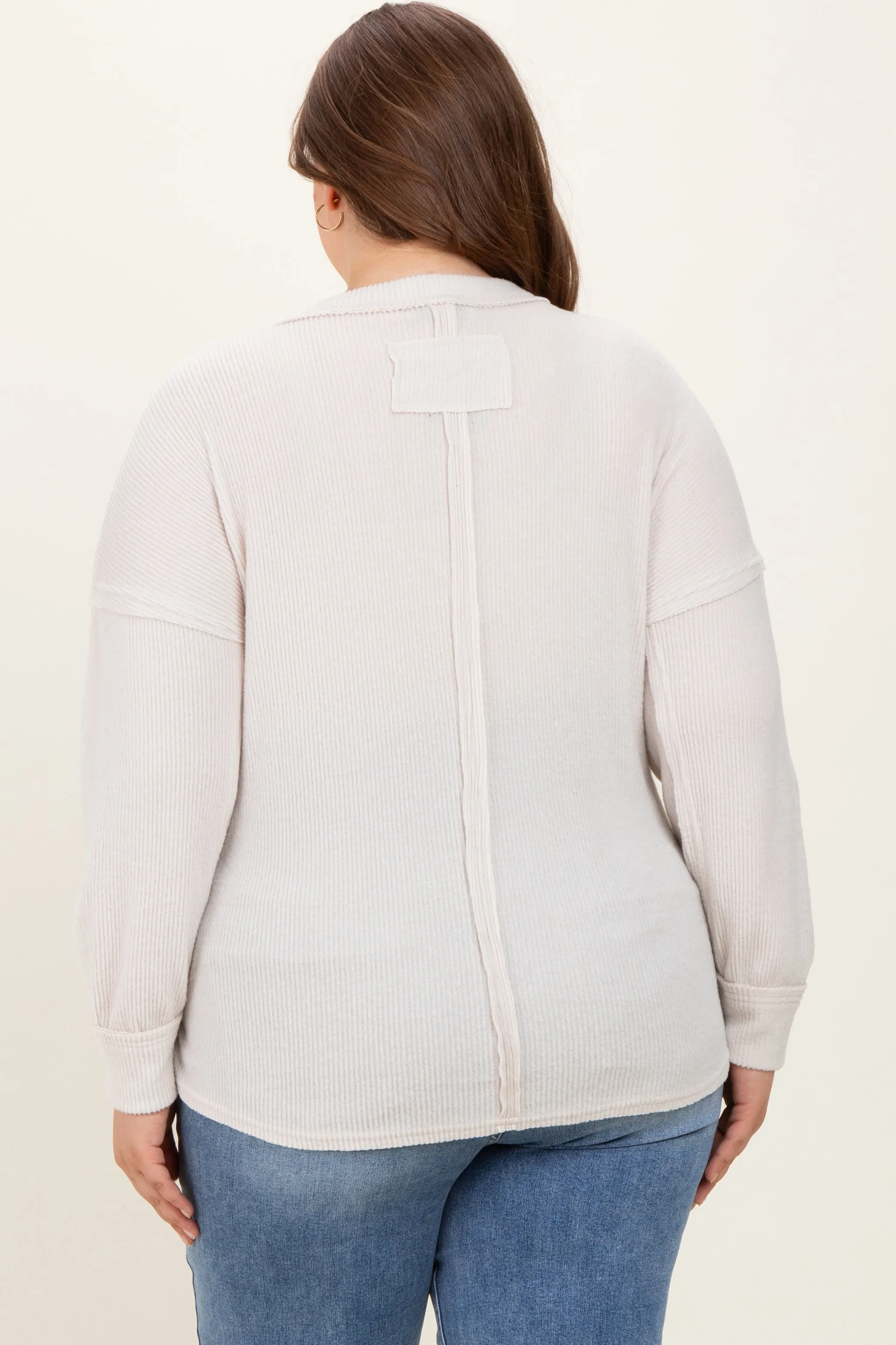 Cream Brushed Ribbed Knit Maternity Plus Pullover sold by Pinkblush product image thumbnail 4