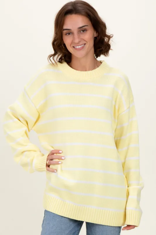Yellow Striped Oversized Sweater sold by Pinkblush
