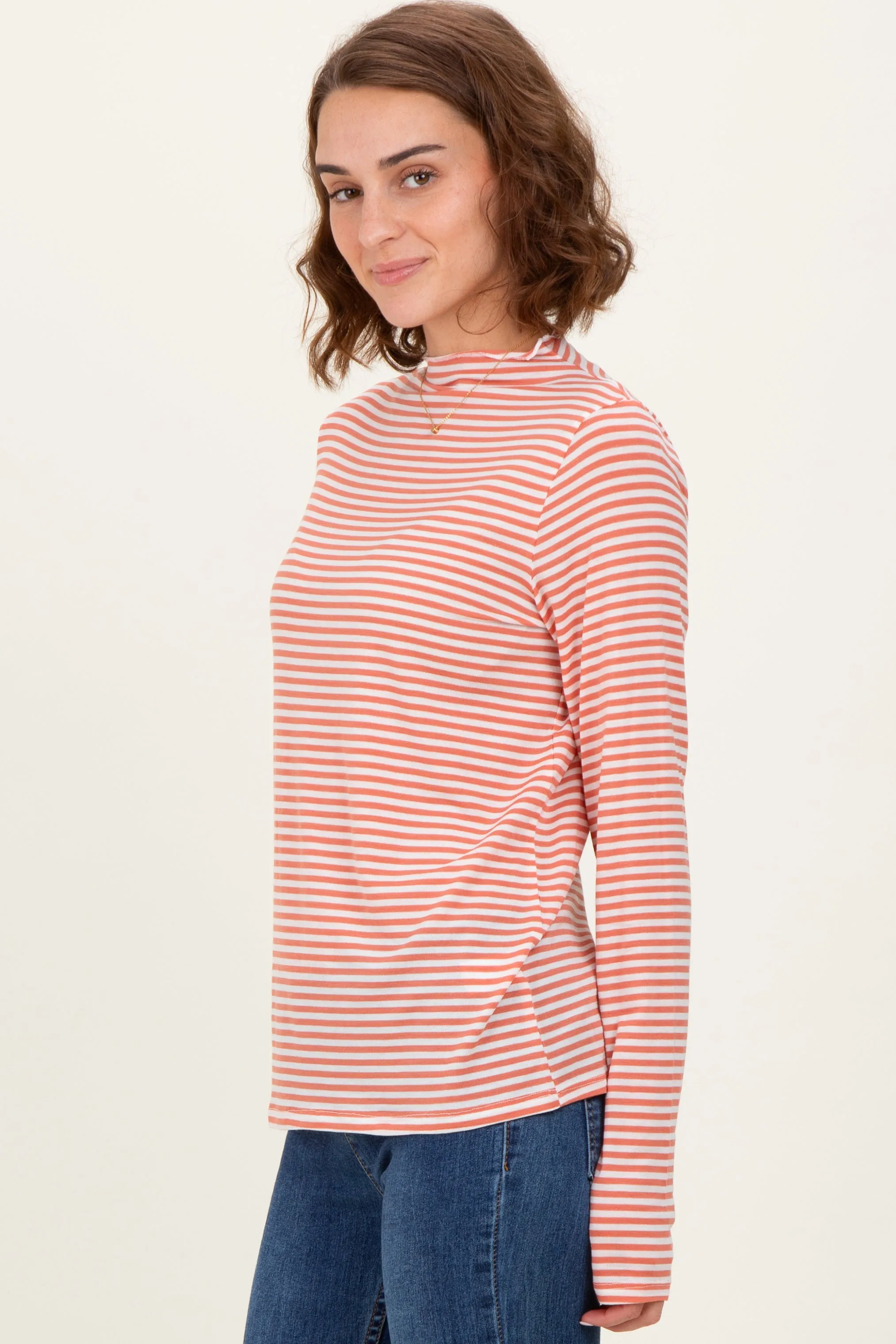 Rust Striped High Neck Long Sleeve Top sold by Pinkblush product image thumbnail 2