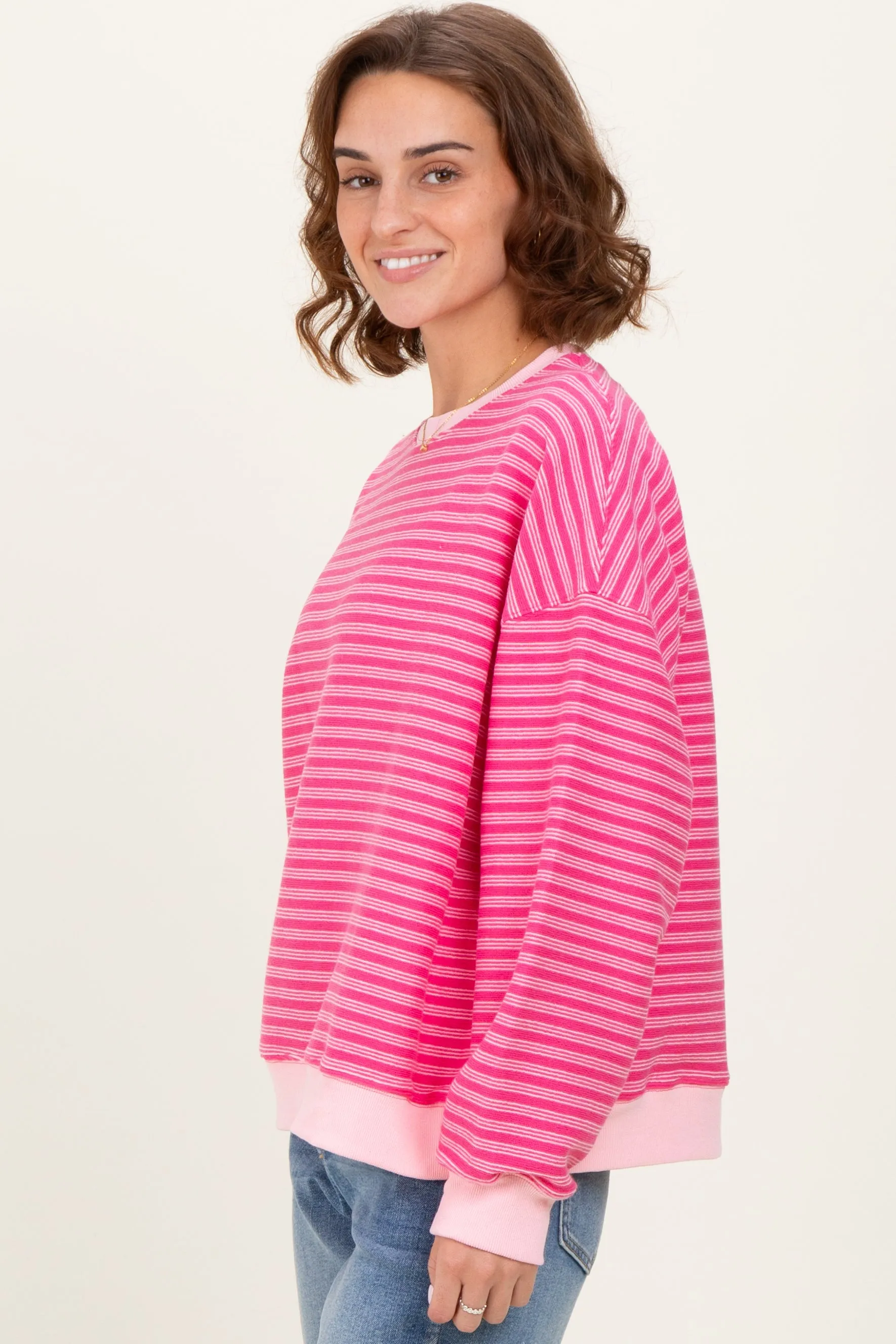 Pink Striped Knit Relaxed Fit Pullover sold by Pinkblush product image thumbnail 2