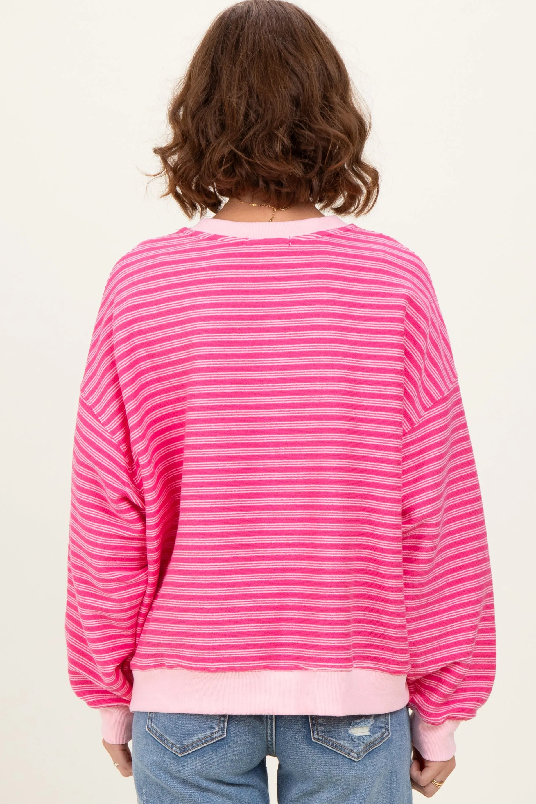 Pink Striped Knit Relaxed Fit Pullover sold by Pinkblush product image thumbnail 3